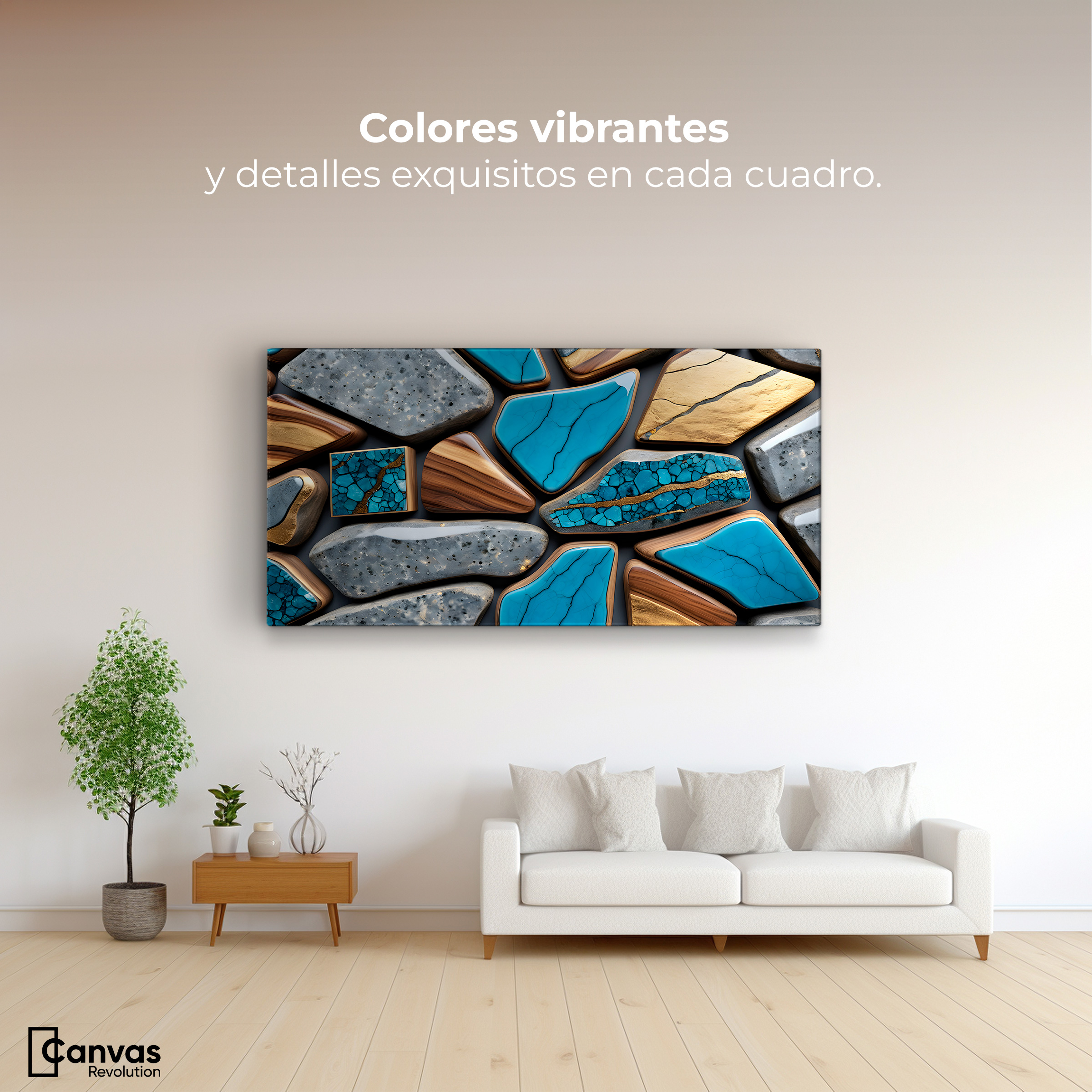 Foto 2 | Cuadro Decorativo Canvas Abstracto Elegancia Geológica 120x60