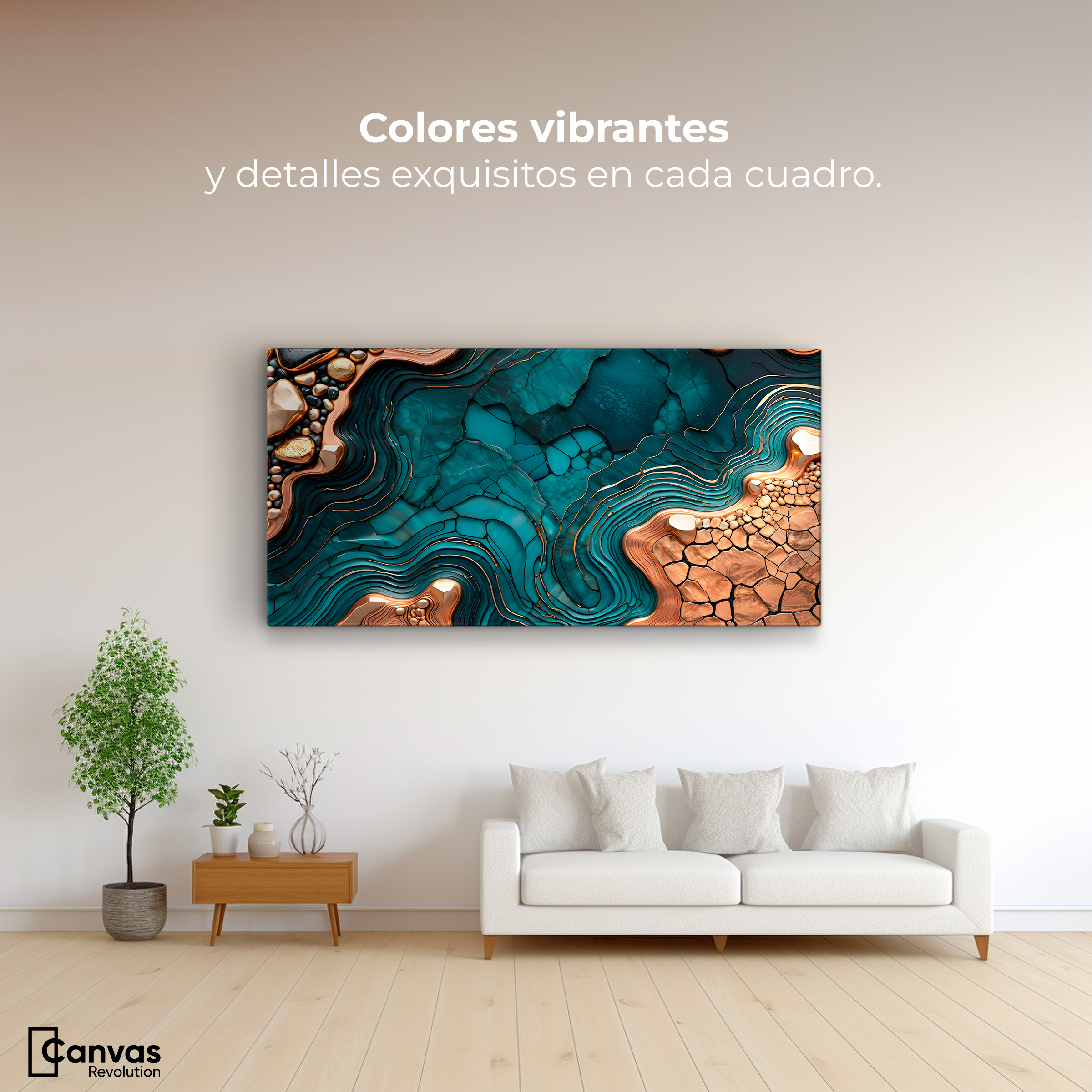 Foto 2 | Cuadro Decorativo Canvas Abstracto Resplandor Azul 120x60