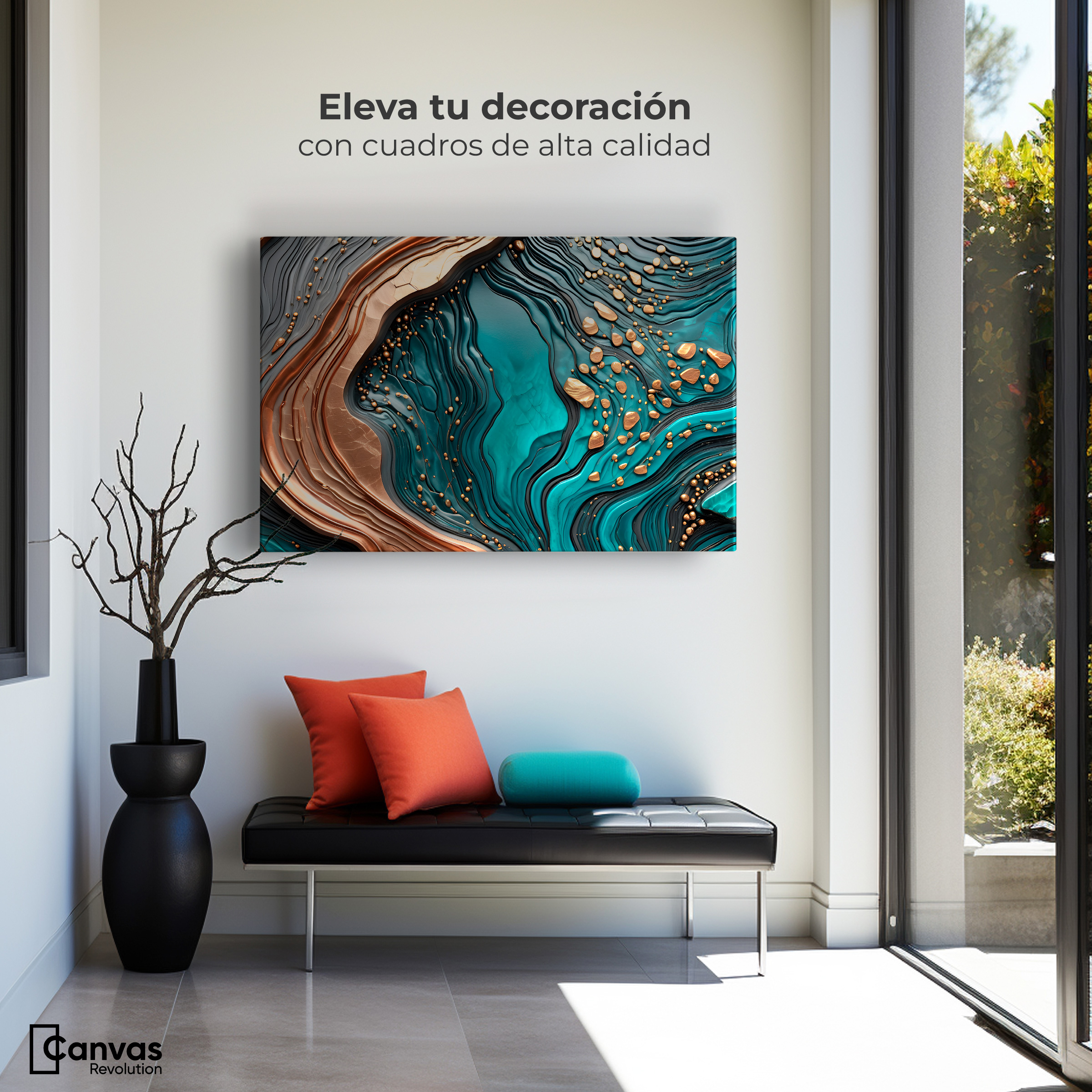 Foto 4 pulgar | Cuadro Decorativo Canvas Abstracto Elegancia Acuática 90x60