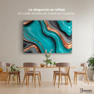 Foto 2 | Cuadro Decorativo Canvas Abstracto Paisaje Turquesa 90x60