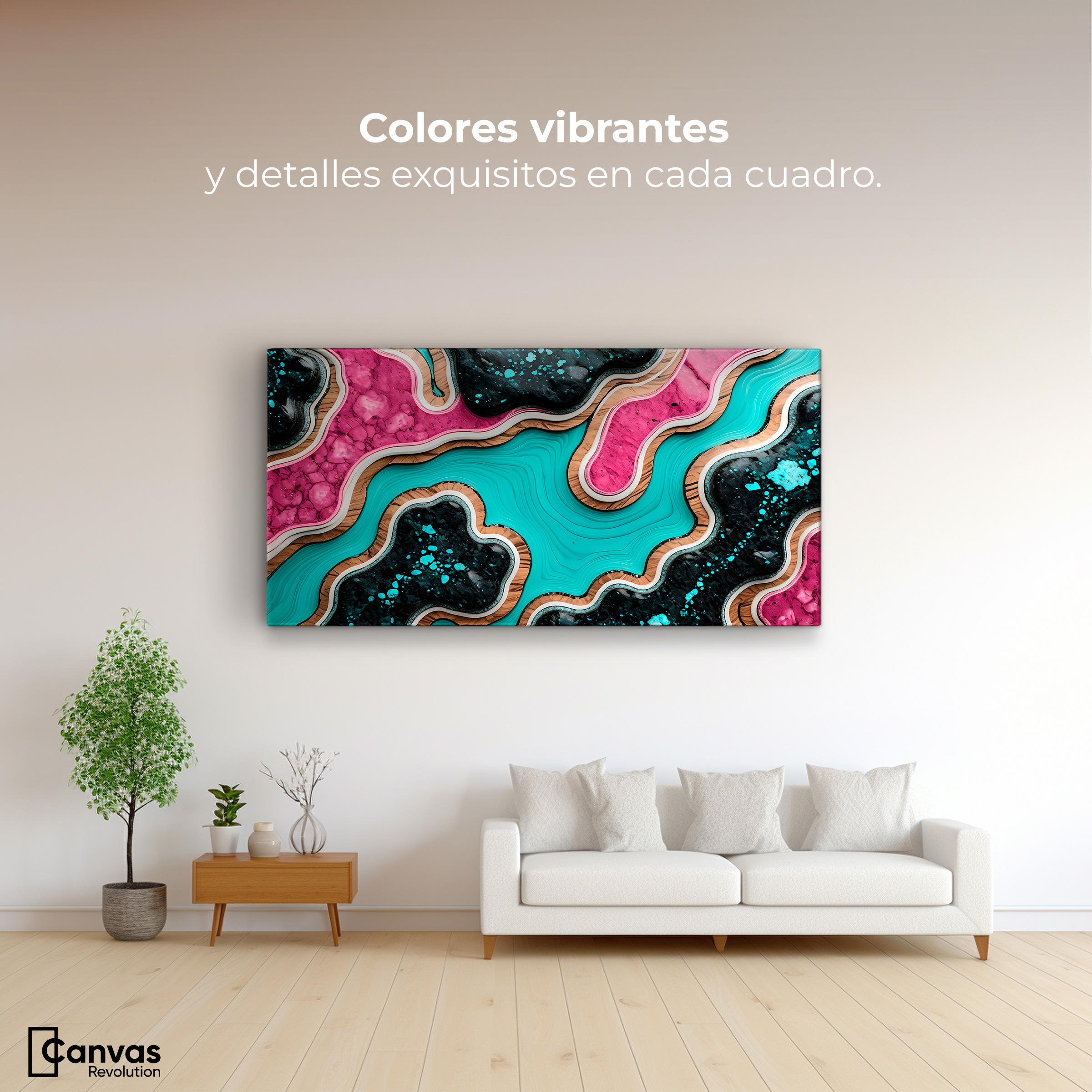 Foto 2 | Cuadro Decorativo Canvas Abstracto Susurros Metálicos 120x60