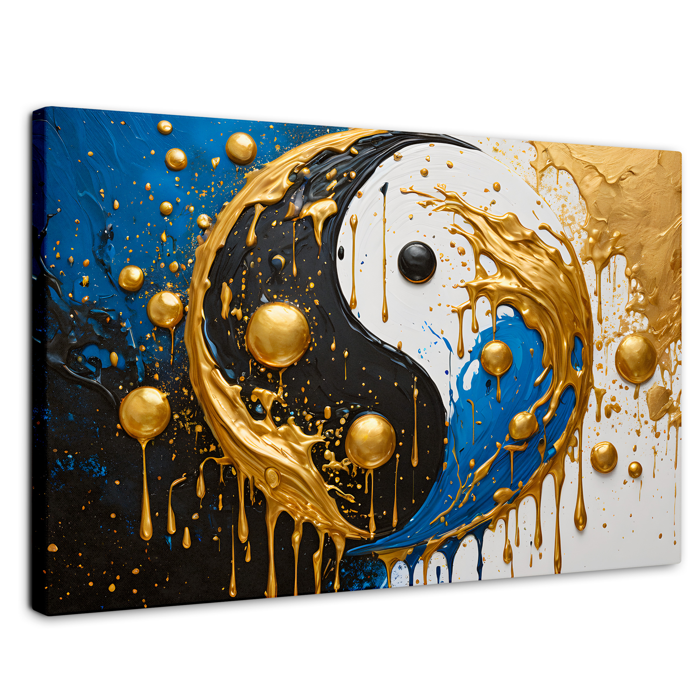 Cuadro Decorativo Canvas Yin-yang Dorado 90x60