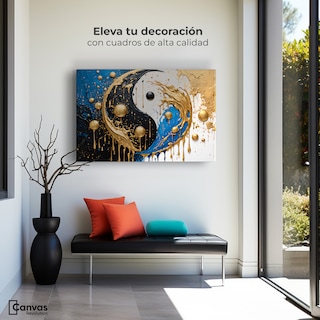 Foto 3 | Cuadro Decorativo Canvas Yin-yang Dorado 90x60
