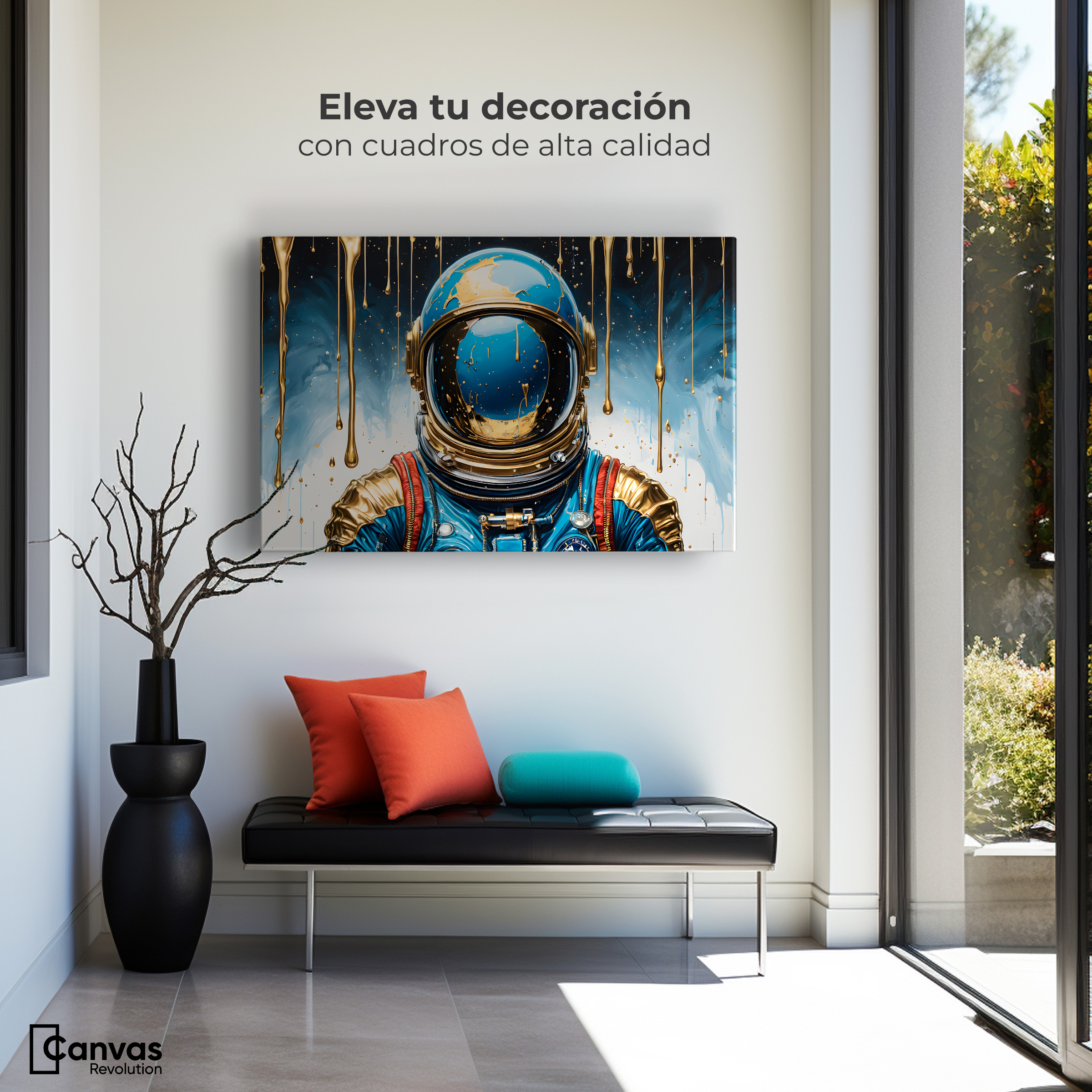 Foto 4 pulgar | Cuadro Decorativo Canvas Astronauta Azul 90x60