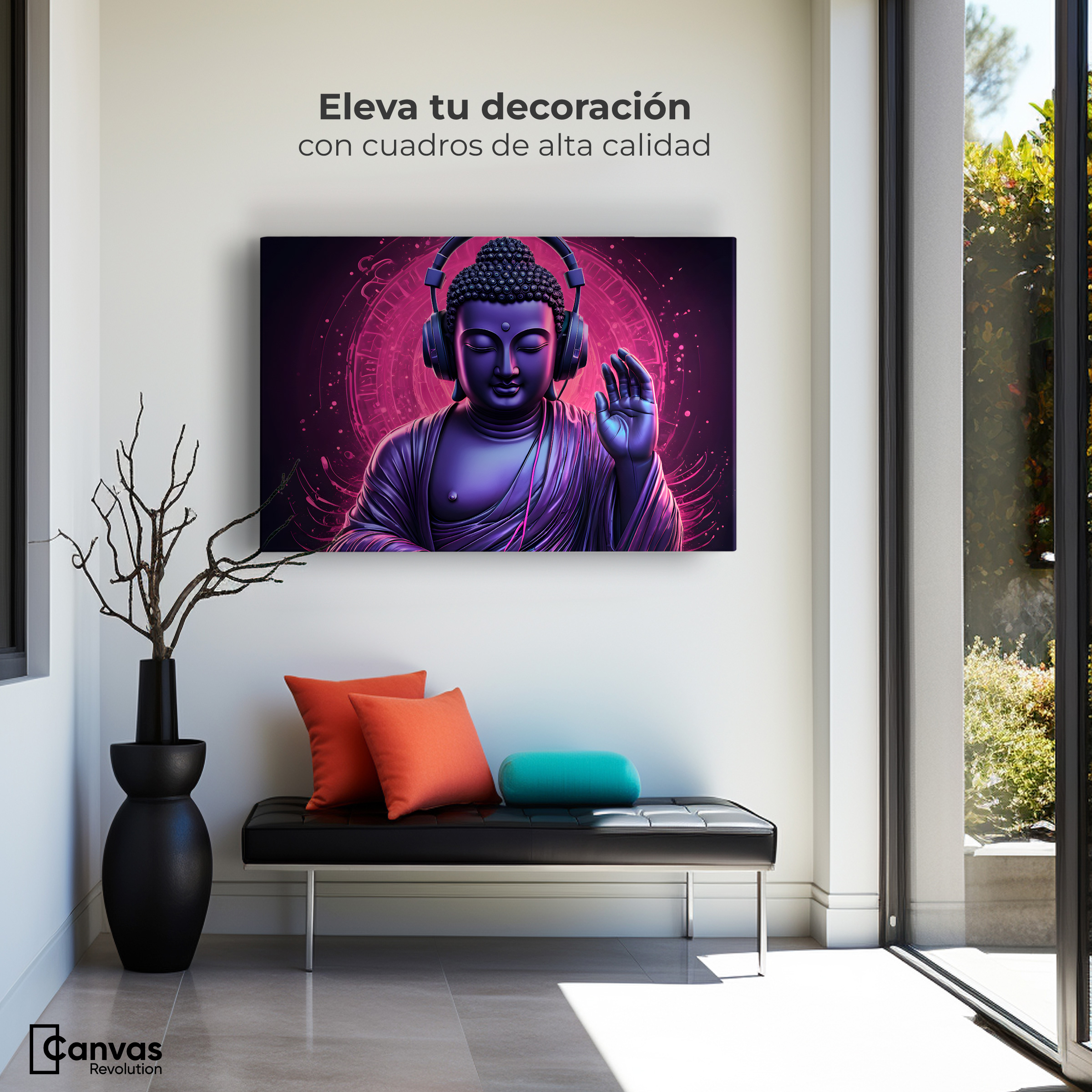 Foto 4 pulgar | Cuadro Decorativo Canvas Buda Fusión Espiritual 90x60