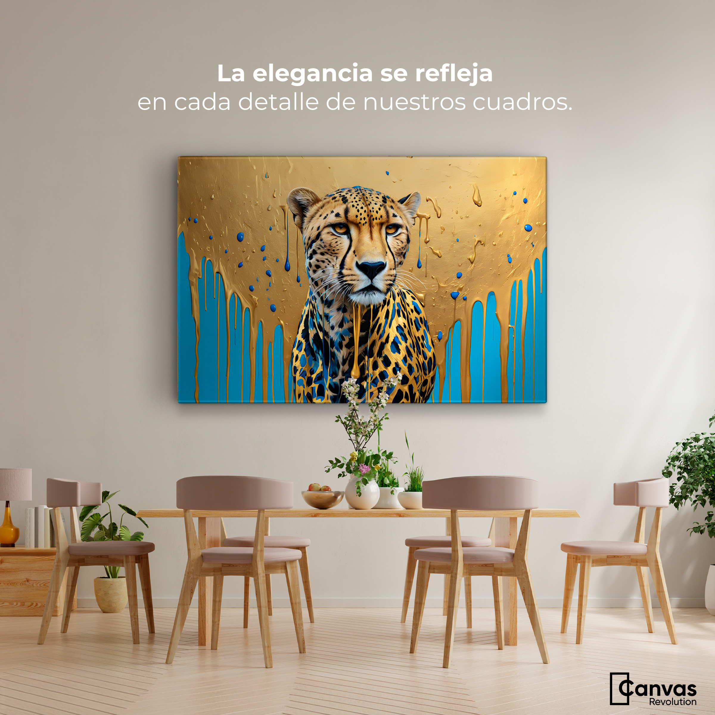 Foto 3 pulgar | Cuadro Decorativo Canvas Fuerza Felina Oro 90x60