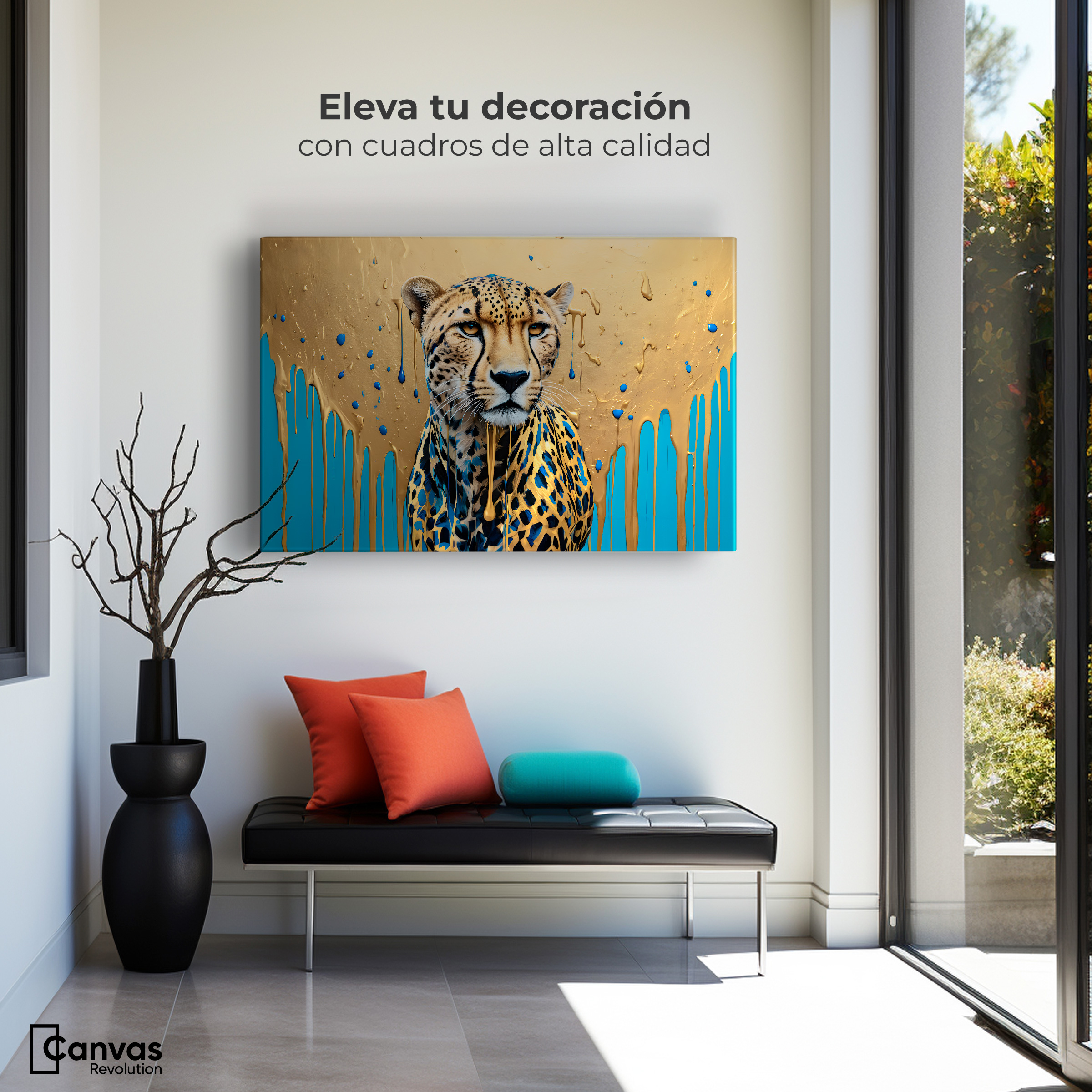 Foto 4 pulgar | Cuadro Decorativo Canvas Fuerza Felina Oro 90x60