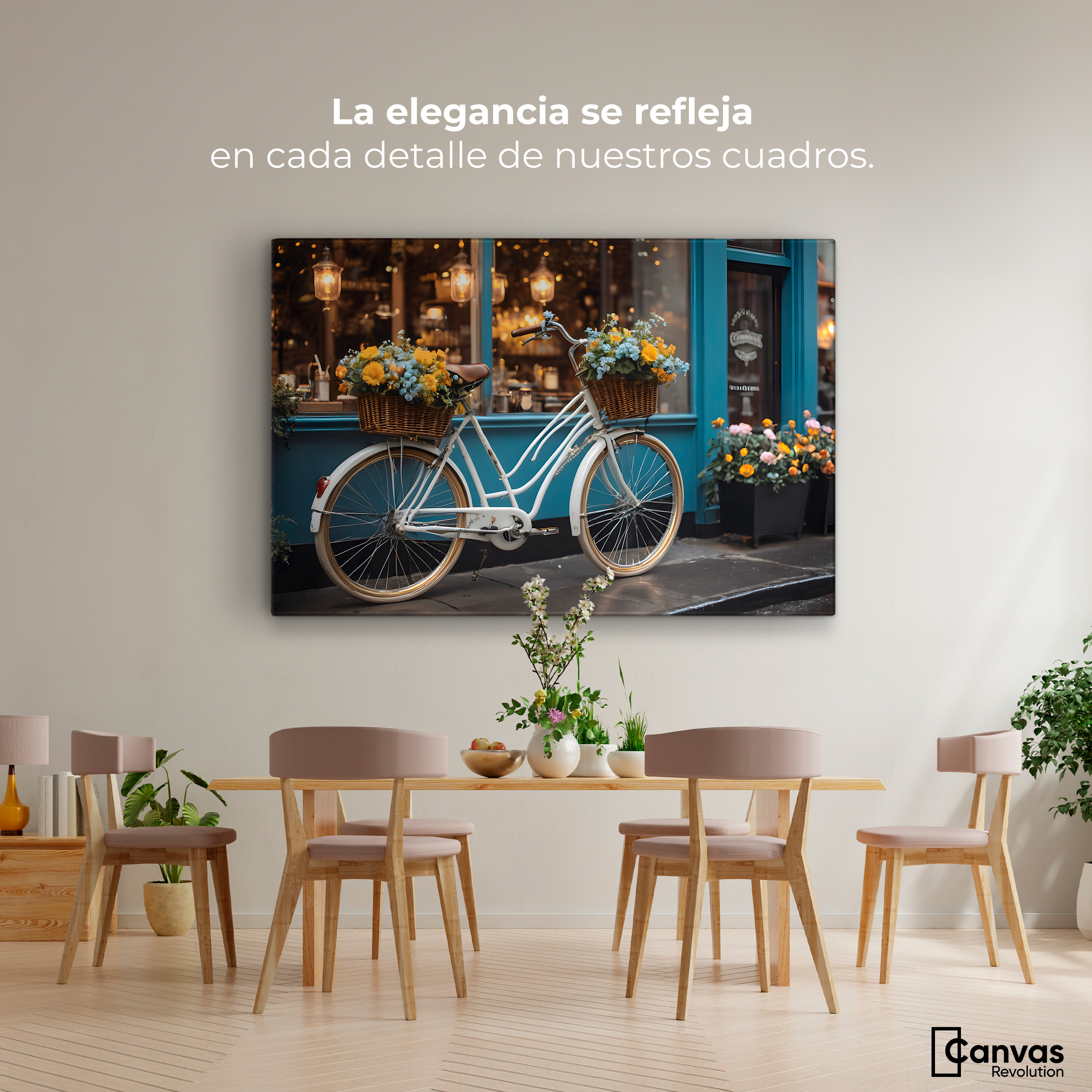 Foto 3 pulgar | Cuadro Decorativo Canvas Bicicleta Floral 90x60