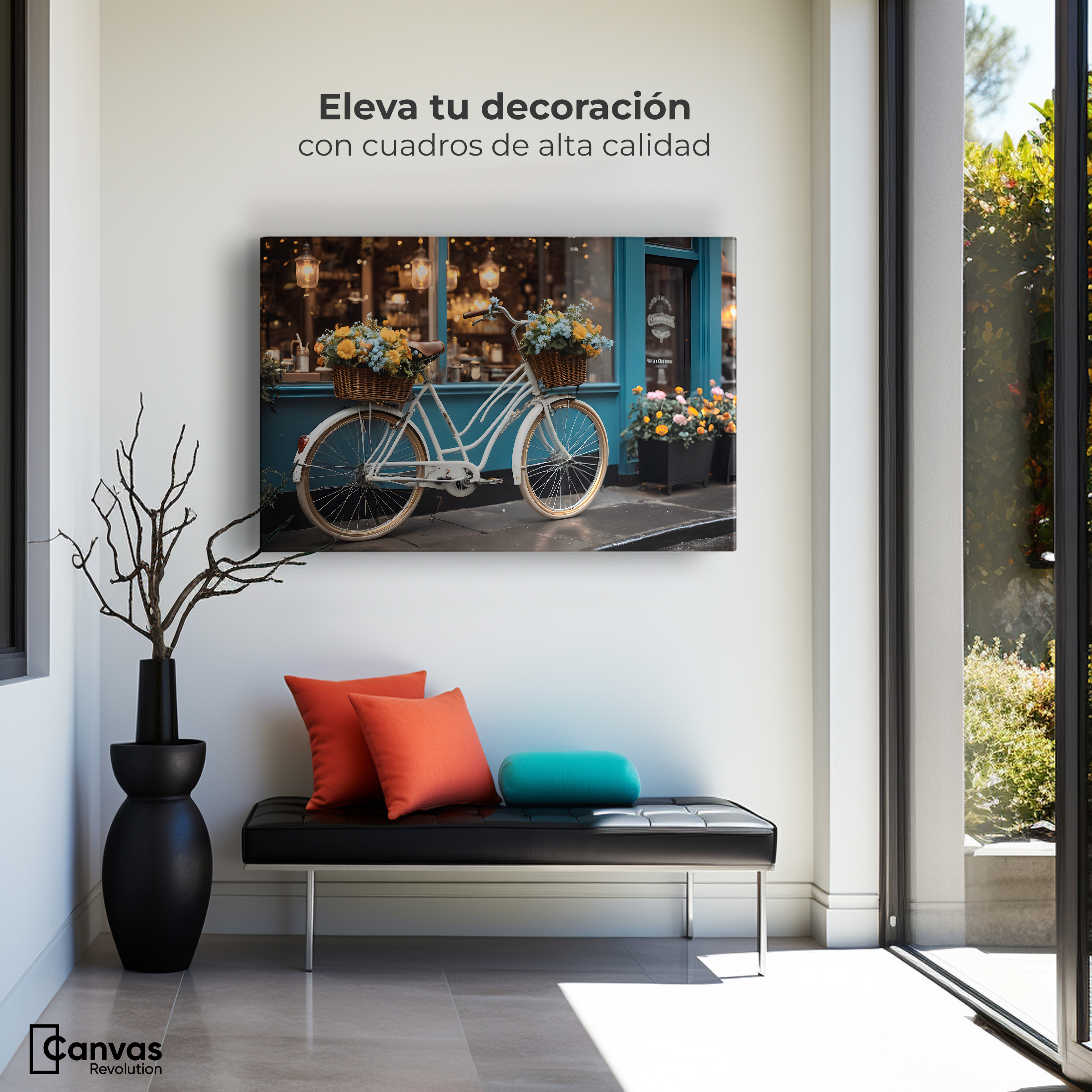 Foto 4 pulgar | Cuadro Decorativo Canvas Bicicleta Floral 90x60