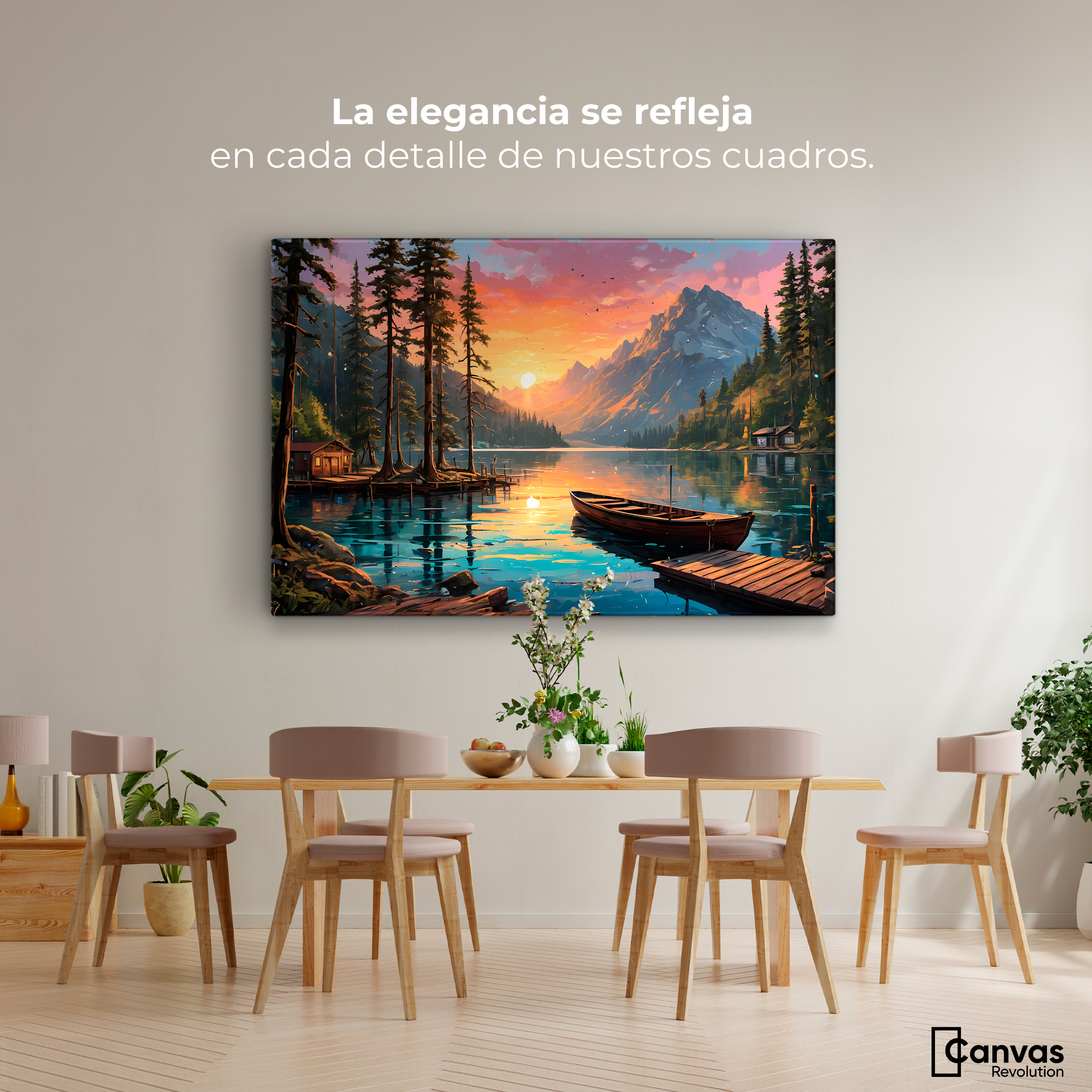 Foto 3 pulgar | Cuadro Decorativo Canvas Montañas Atardecer 90x60