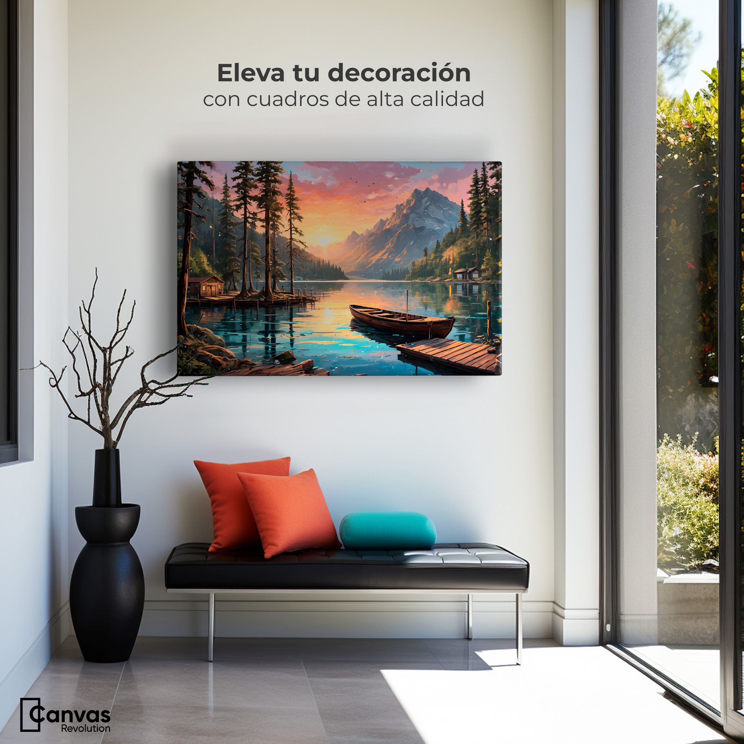 Foto 4 pulgar | Cuadro Decorativo Canvas Montañas Atardecer 90x60