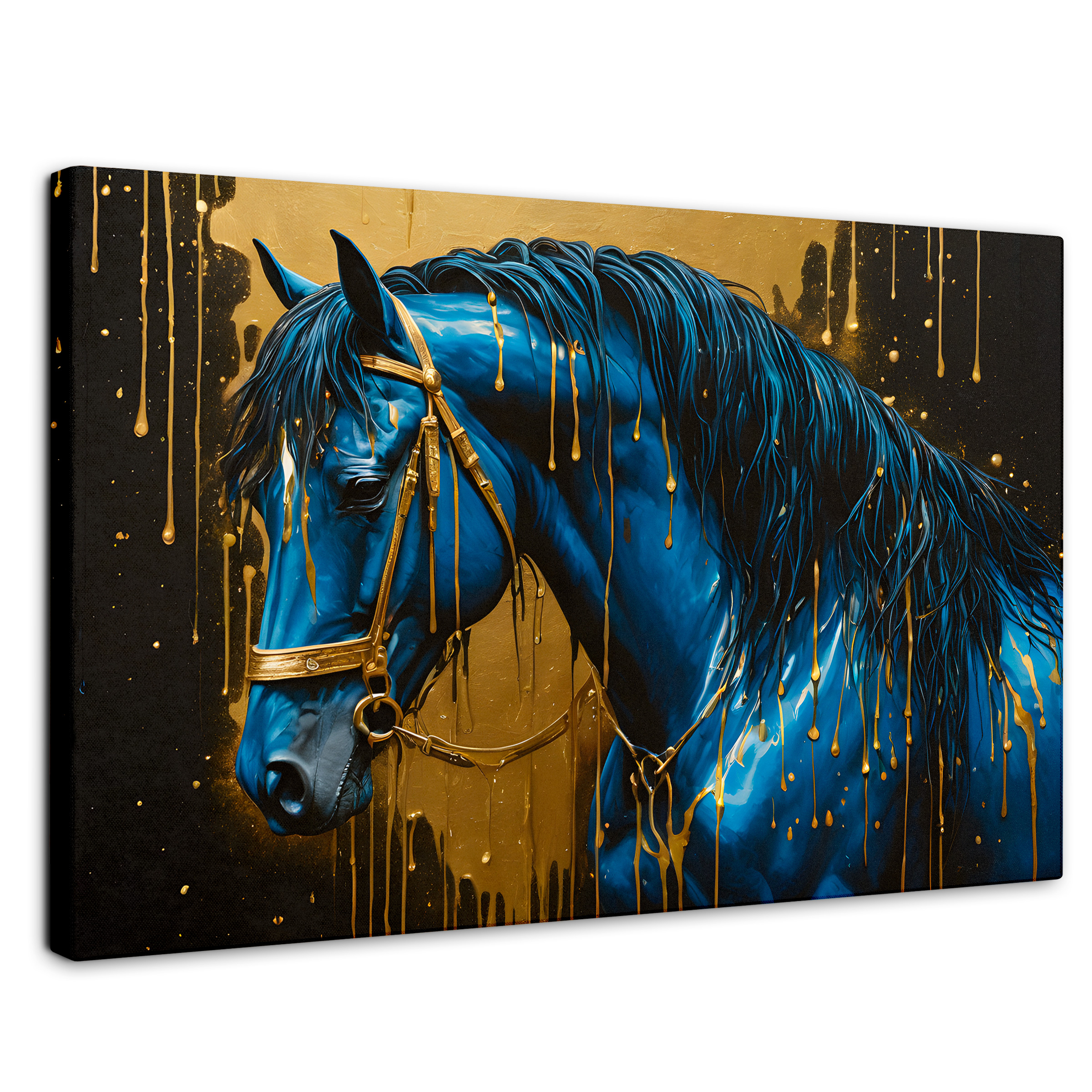 Cuadro Decorativo Canvas Elegancia Azul Oro 90x60