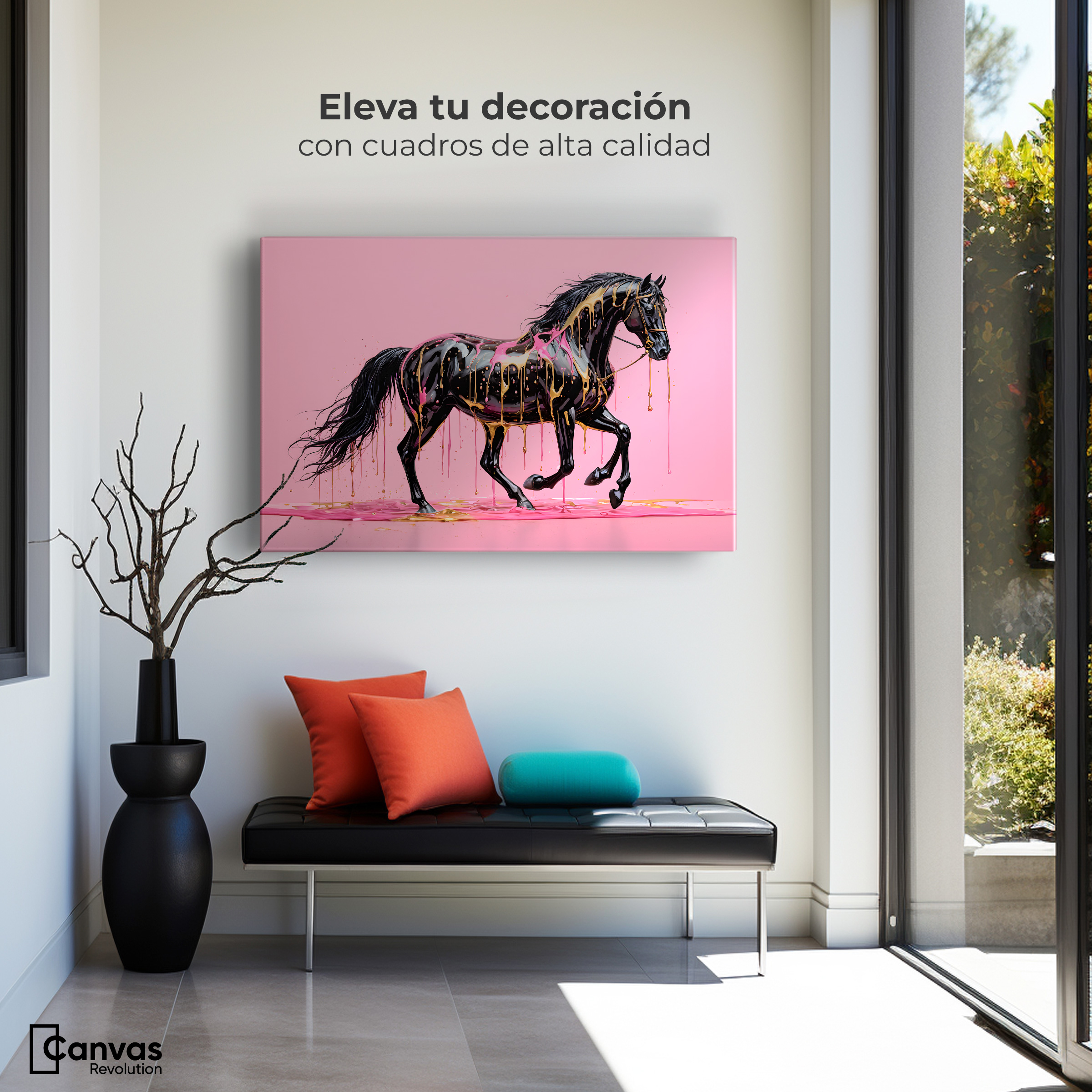 Foto 4 pulgar | Cuadro Decorativo Canvas Arte Equino Moderno 90x60