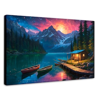 Foto 1 | Cuadro Decorativo Canvas Montaña Estelar 90x60