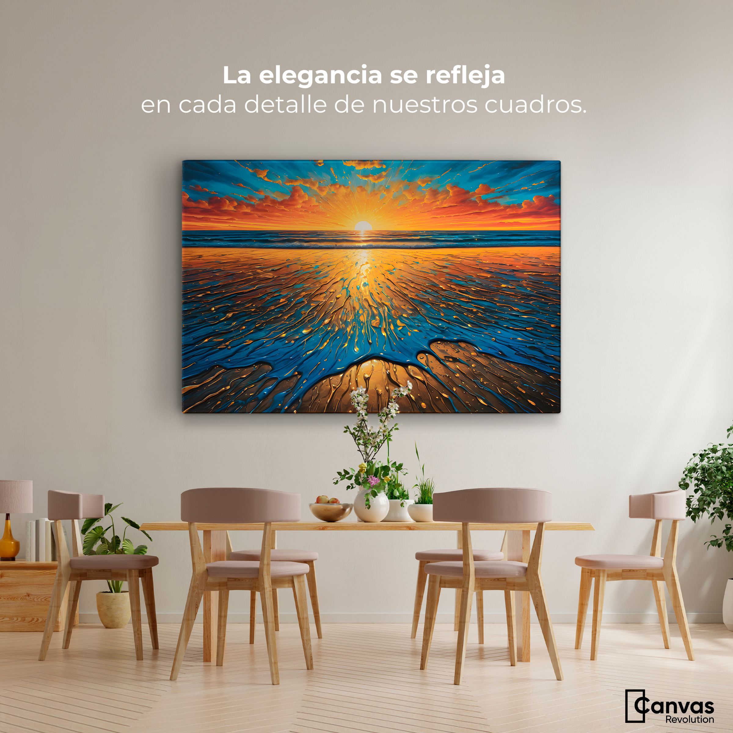 Foto 3 pulgar | Cuadro Decorativo Canvas Crepúsculo Dorado 90x60