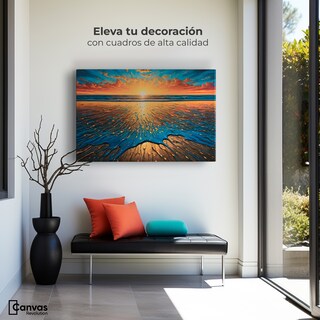 Foto 3 | Cuadro Decorativo Canvas Crepúsculo Dorado 90x60