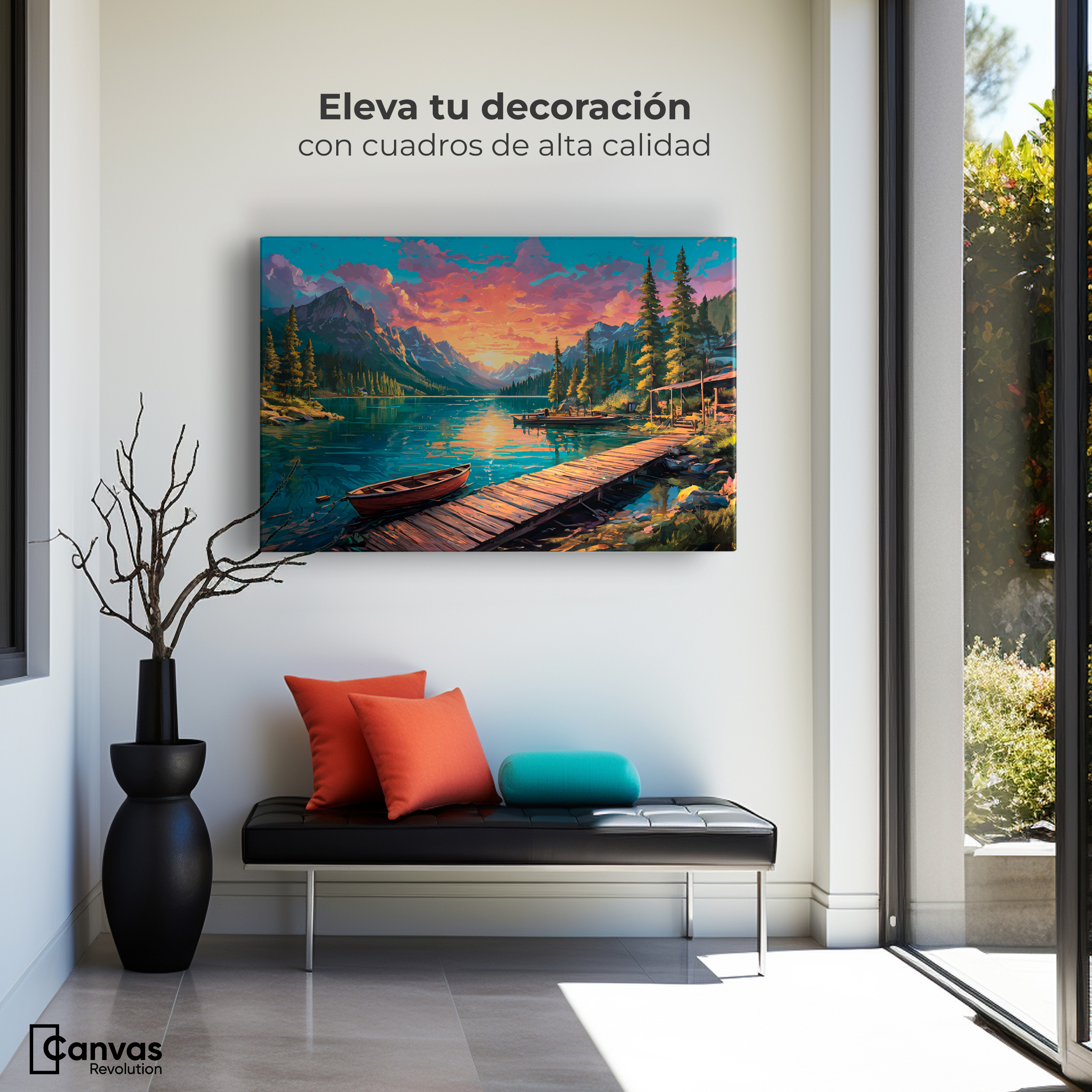 Foto 4 pulgar | Cuadro Decorativo Canvas Atardecer Brillante 90x60