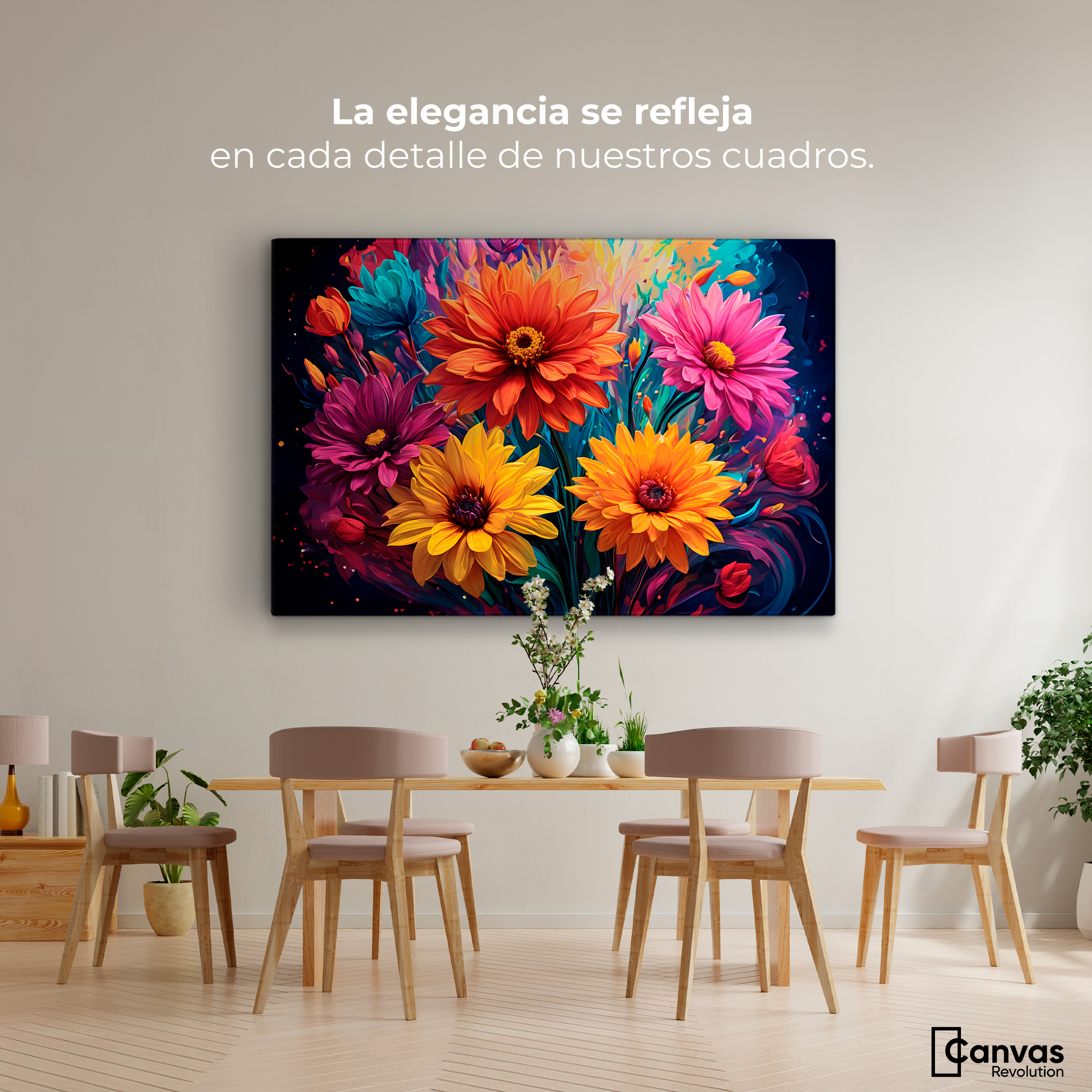 Foto 2 | Cuadro Decorativo Canvas Explosión Flores 90x60