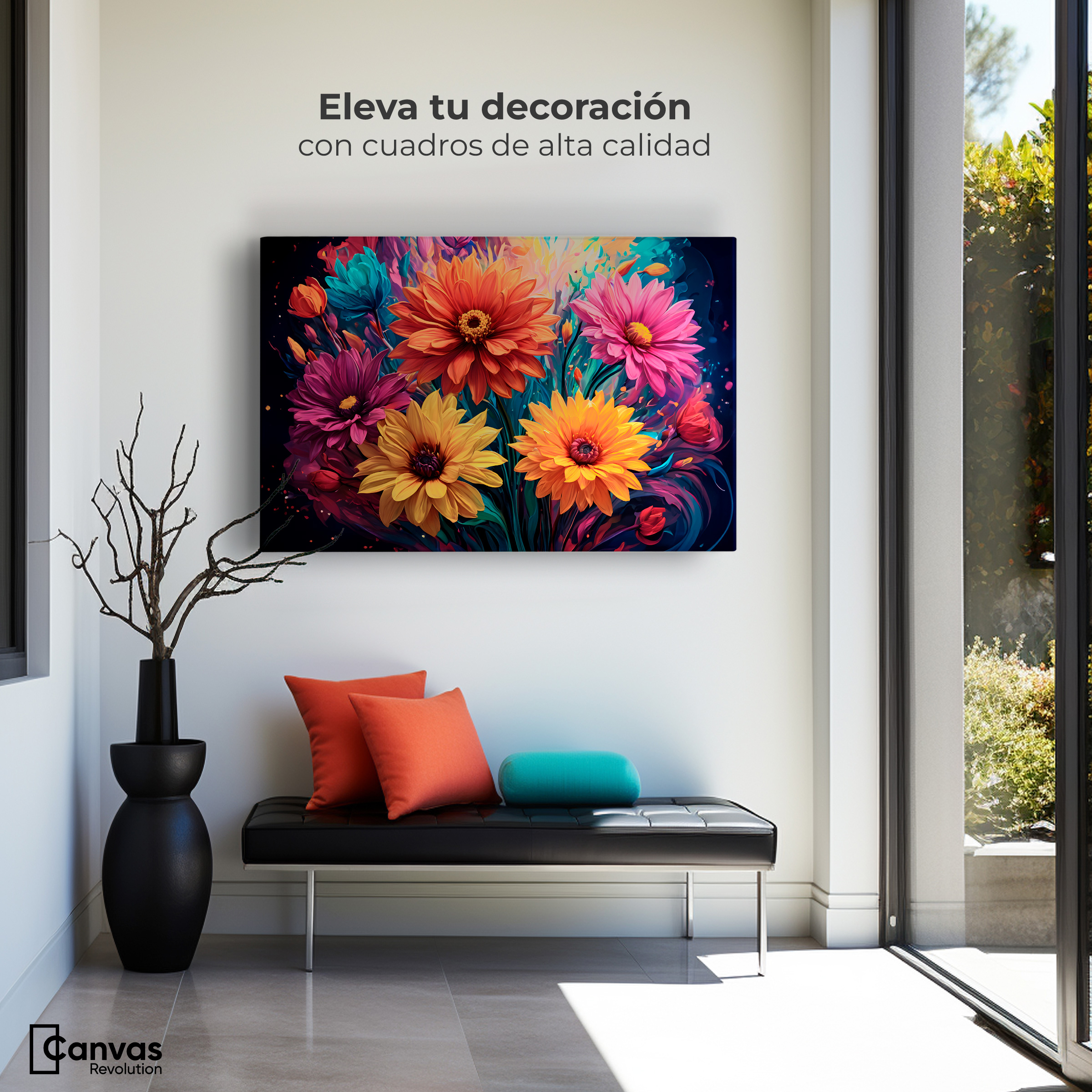 Foto 4 pulgar | Cuadro Decorativo Canvas Explosión Flores 90x60