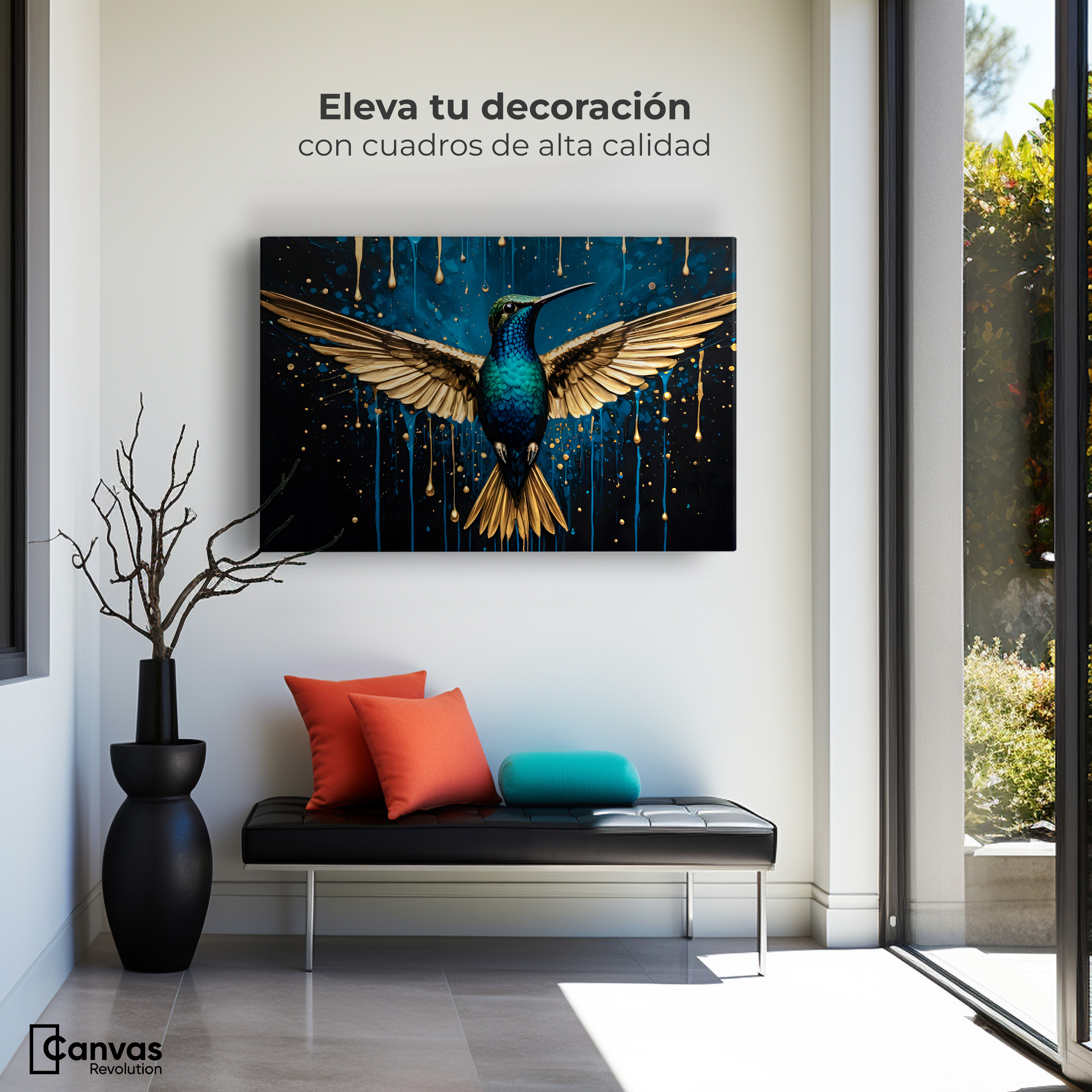 Foto 4 pulgar | Cuadro Decorativo Canvas Colibrí Destellos 90x60