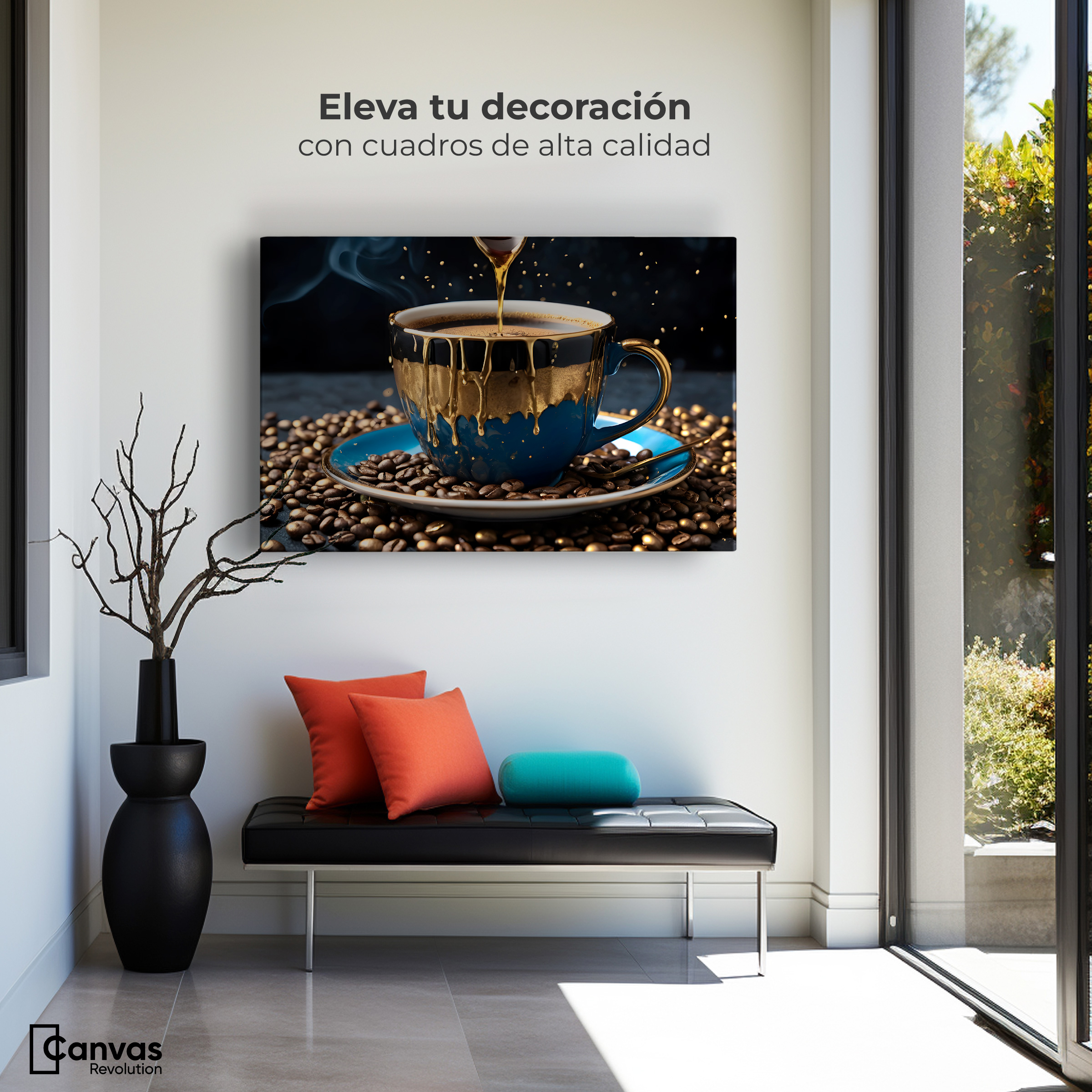 Foto 4 pulgar | Cuadro Decorativo Canvas Café Azul Zafiro 90x60