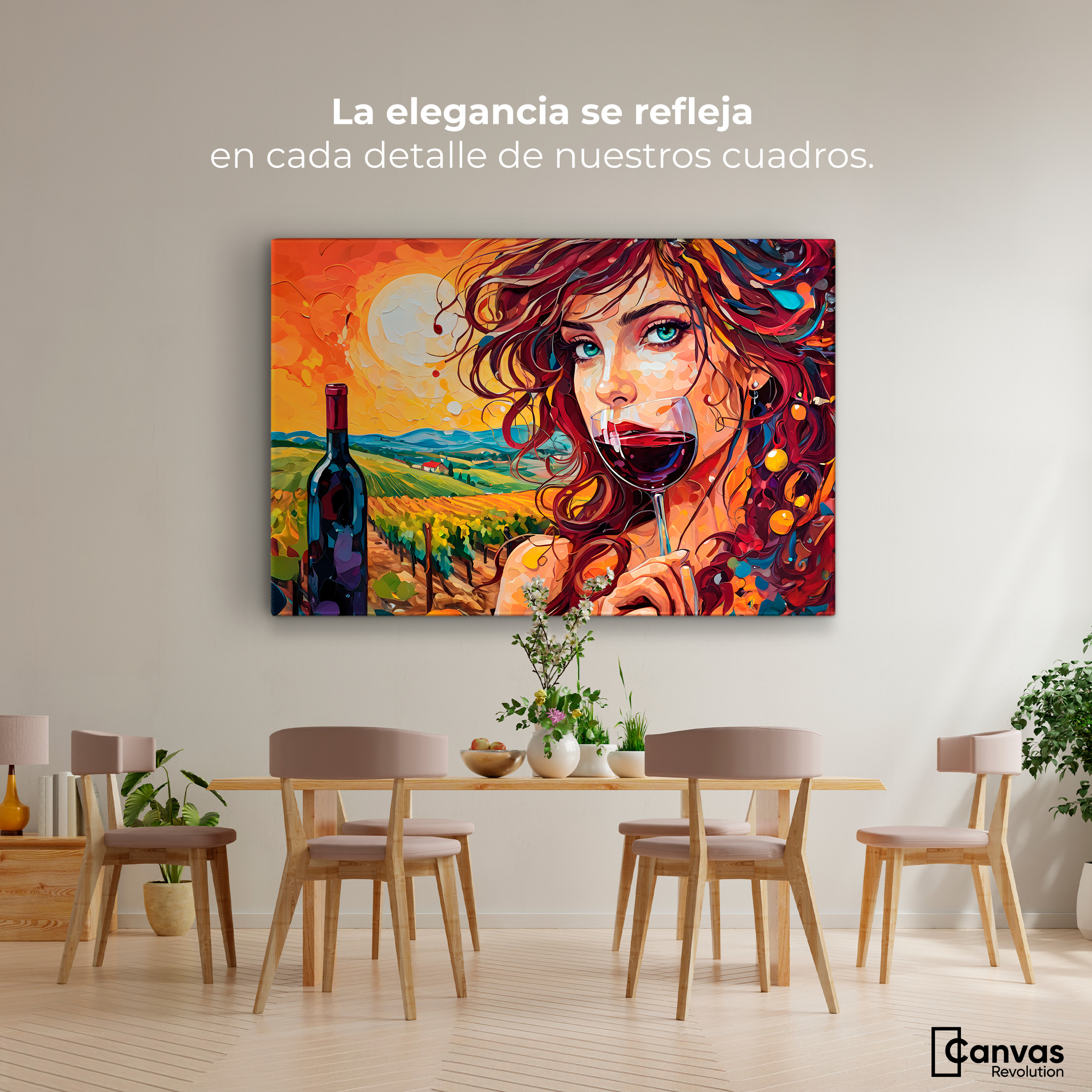 Foto 2 | Cuadro Decorativo Canvas Brindis Bajo Sol 90x60