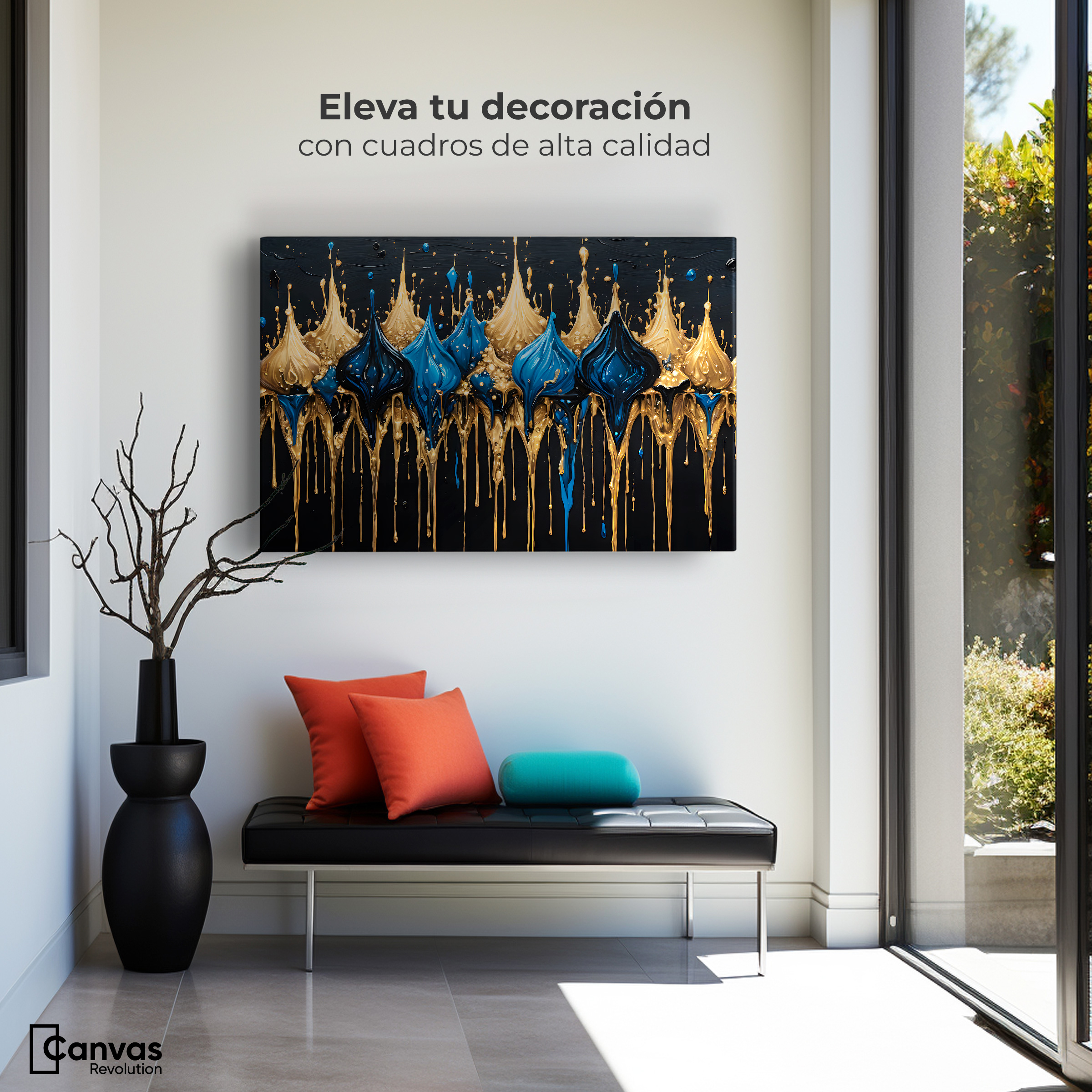 Foto 3 | Cuadro Decorativo Canvas Esplendor Dorado 90x60