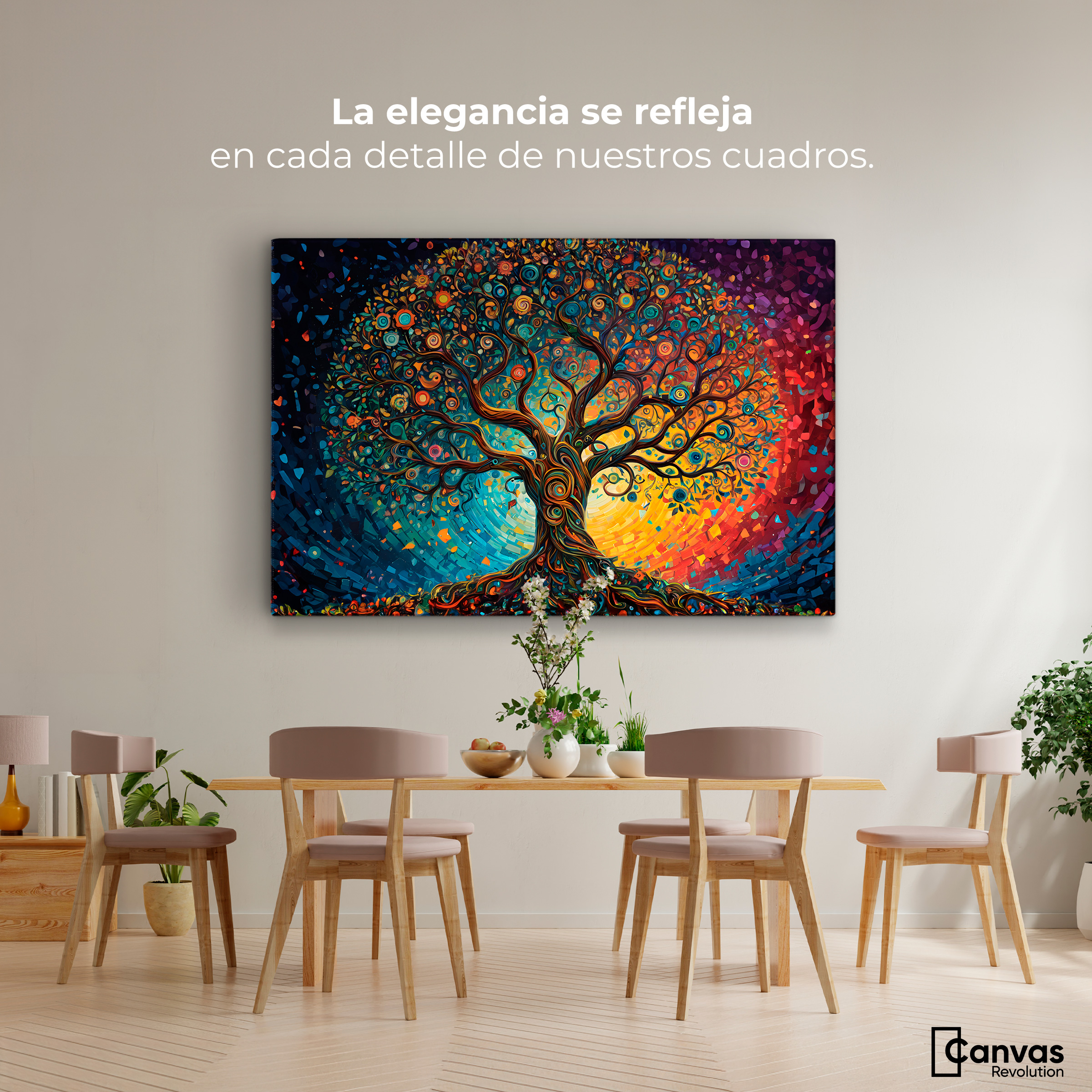 Foto 3 pulgar | Cuadro Decorativo Canvas Árbol Hoja Vibrante 90x60