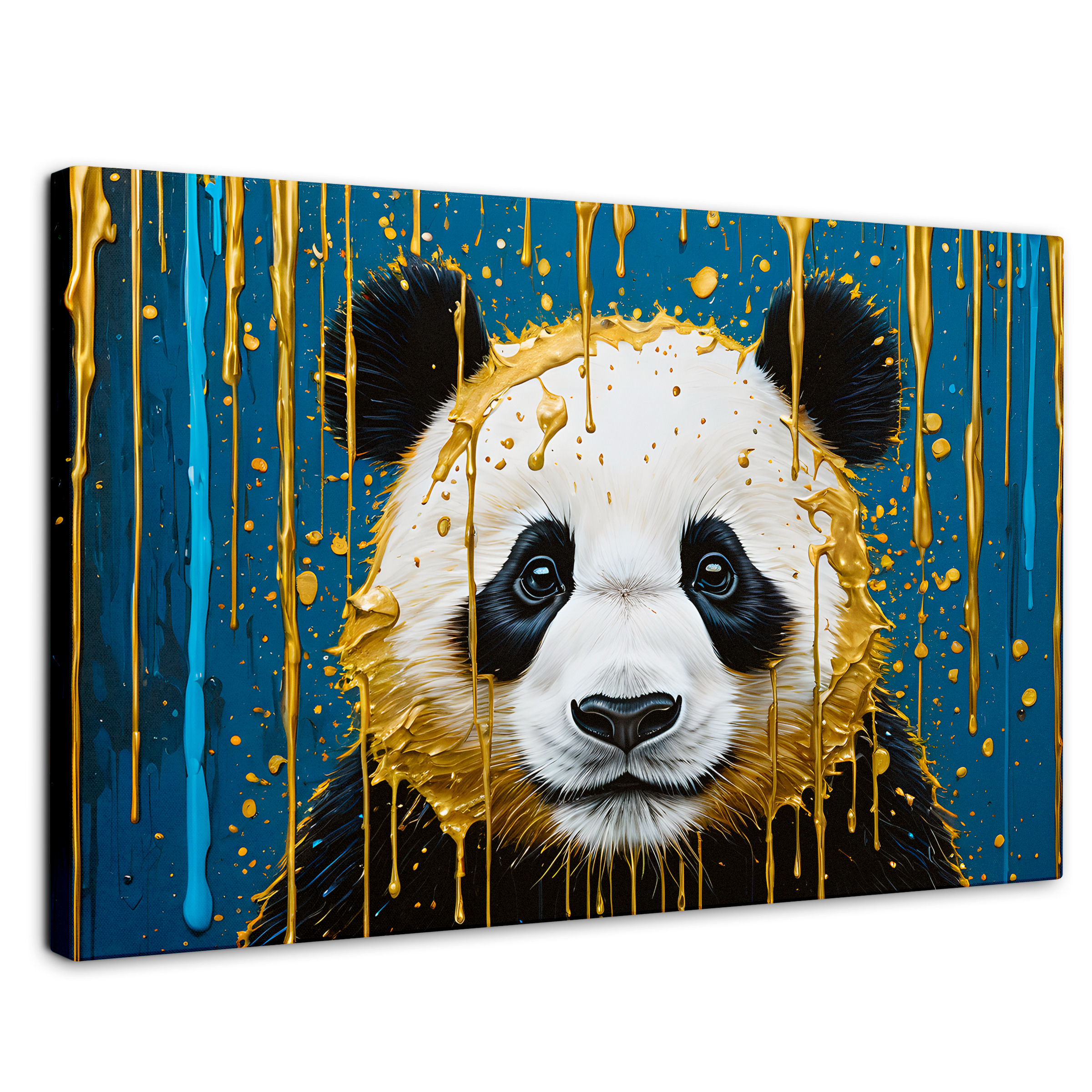 Cuadro Decorativo Canvas Panda Lluvia Azul 90x60