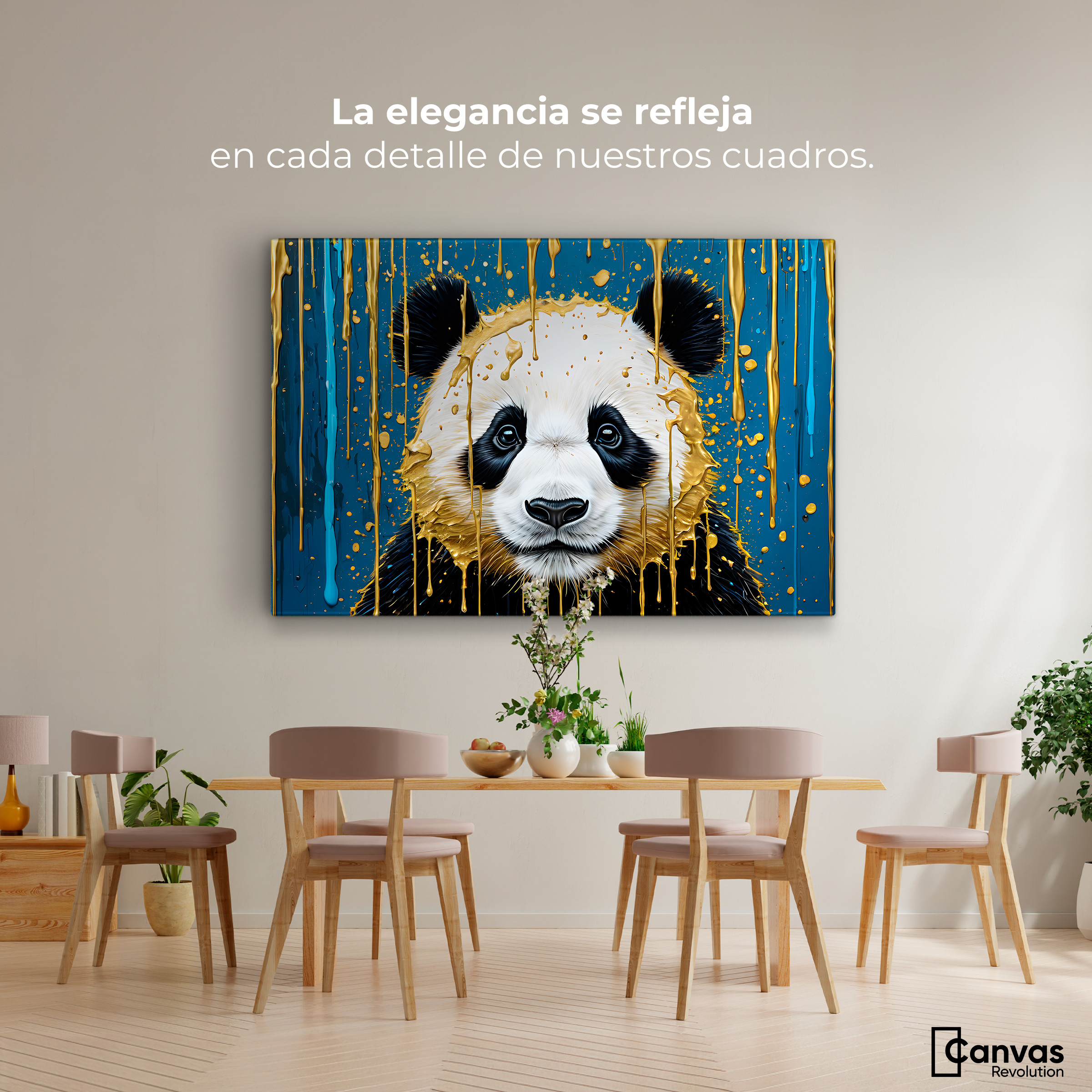 Foto 3 pulgar | Cuadro Decorativo Canvas Panda Lluvia Azul 90x60