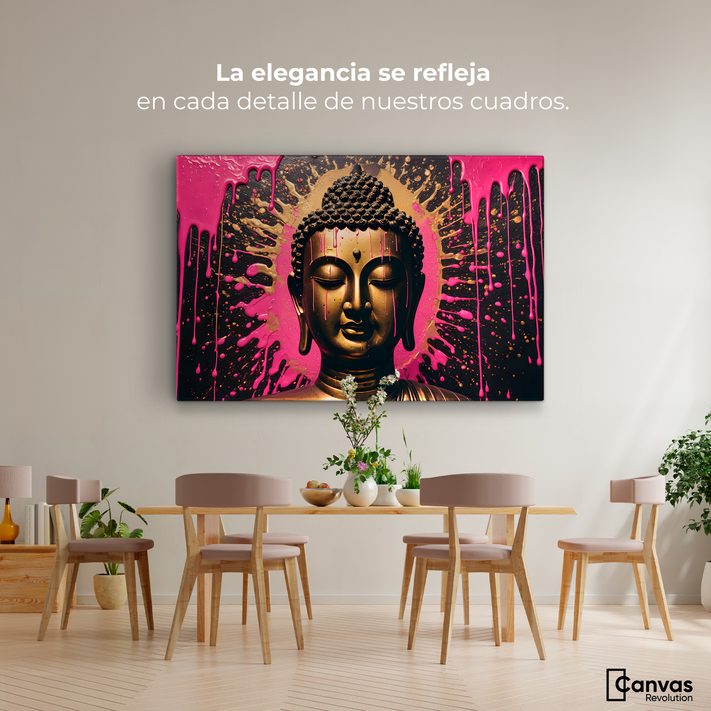 Foto 3 pulgar | Cuadro Decorativo Canvas Reflejos Oro Rosa 90x60