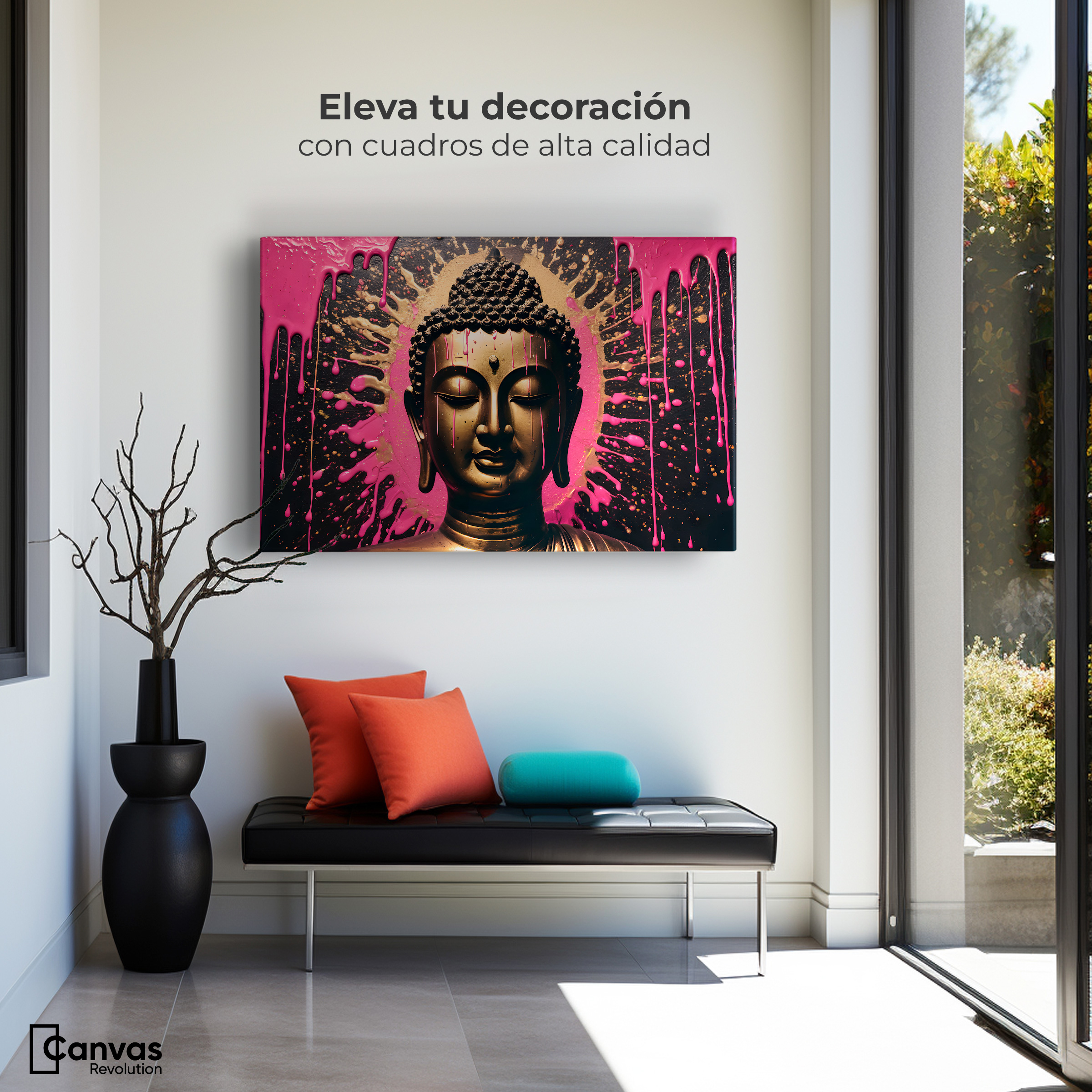 Foto 4 pulgar | Cuadro Decorativo Canvas Reflejos Oro Rosa 90x60