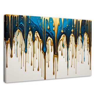 Foto 1 | Cuadro Decorativo Canvas Cascada Azul Dorado 90x60