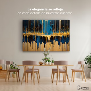 Foto 2 | Cuadro Decorativo Canvas Gotas Azul Doradas 90x60