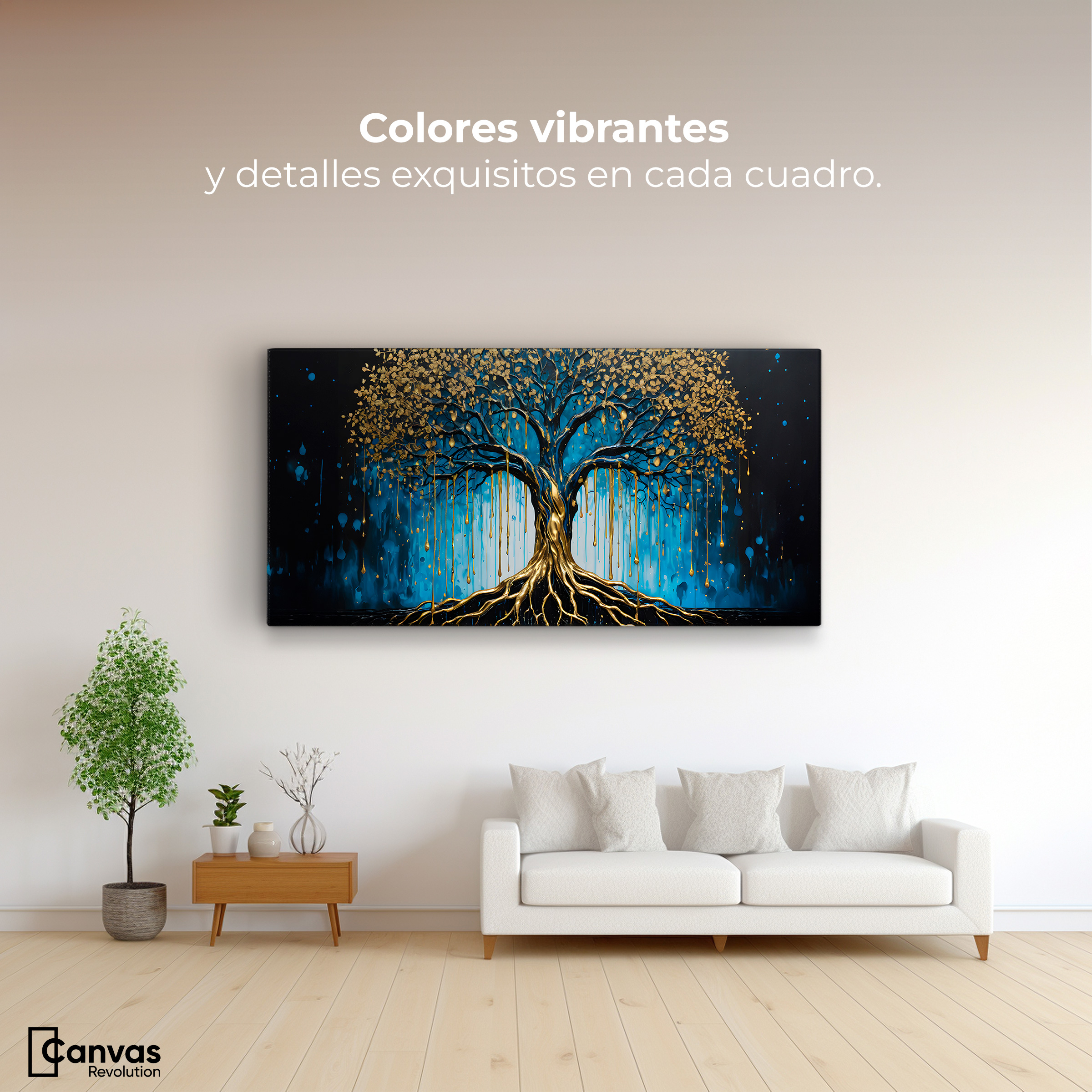 Foto 3 pulgar | Cuadro Decorativo Canvas Arbol Alma Dorada 120x60