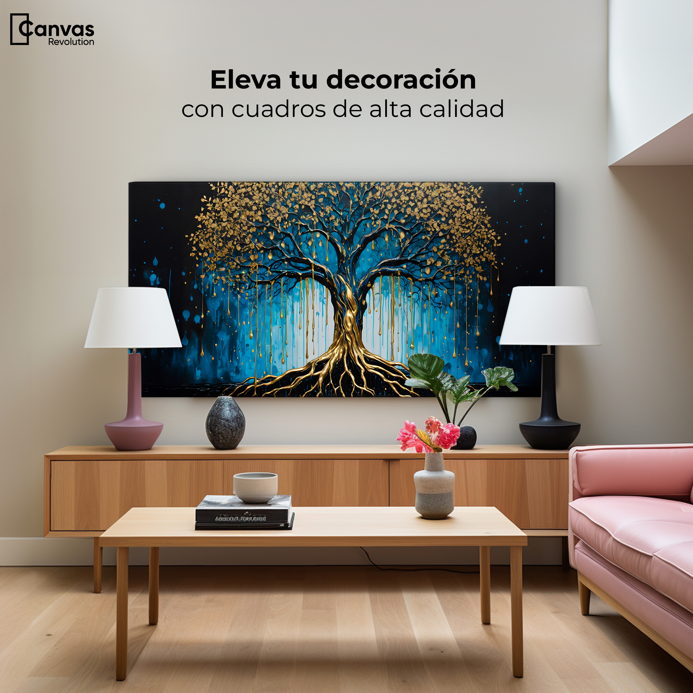 Foto 4 pulgar | Cuadro Decorativo Canvas Arbol Alma Dorada 120x60