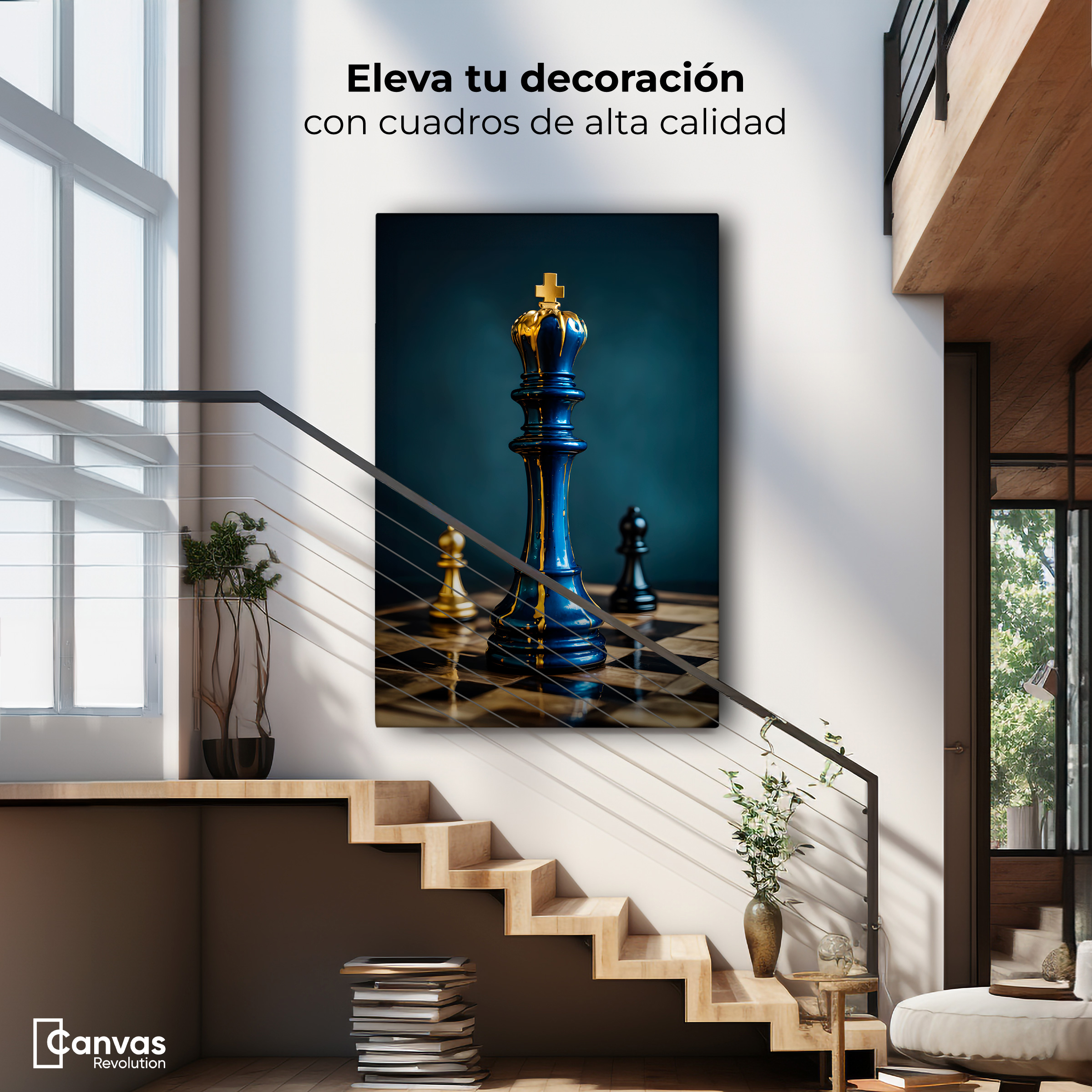 Foto 3 pulgar | Cuadro Decorativo Canvas Realeza Azul Oro 60x90