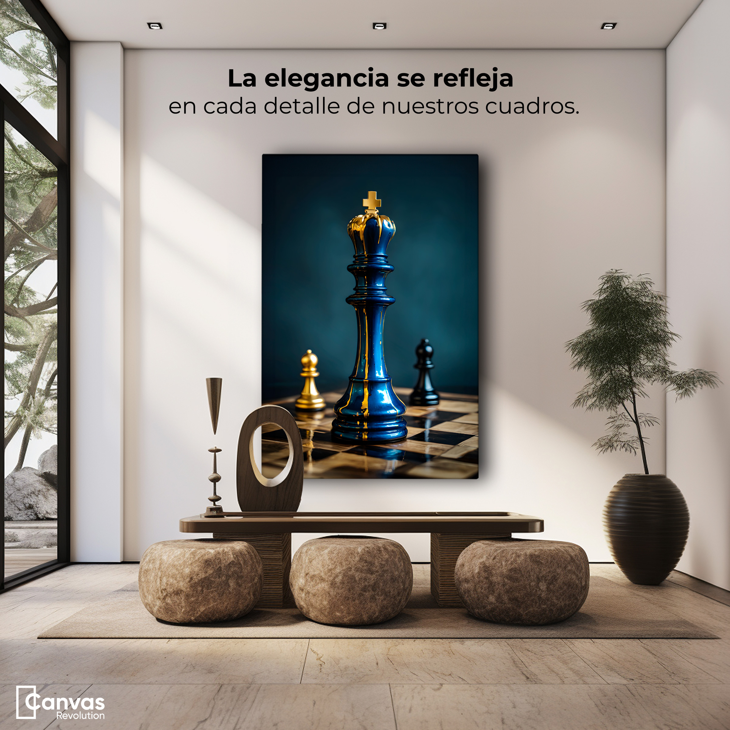 Foto 4 pulgar | Cuadro Decorativo Canvas Realeza Azul Oro 60x90