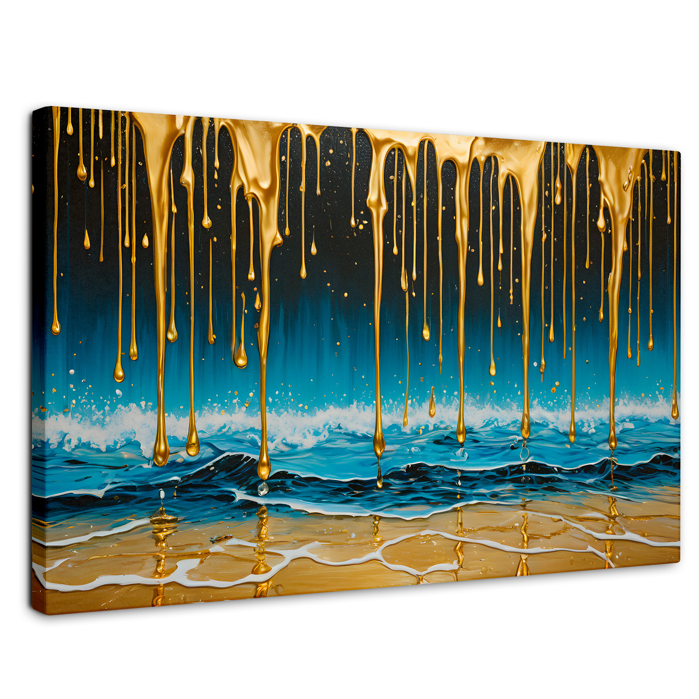 Cuadro Decorativo Canvas Mar Nocturno Dorado 90x60