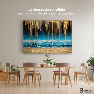 Foto 2 | Cuadro Decorativo Canvas Mar Nocturno Dorado 90x60