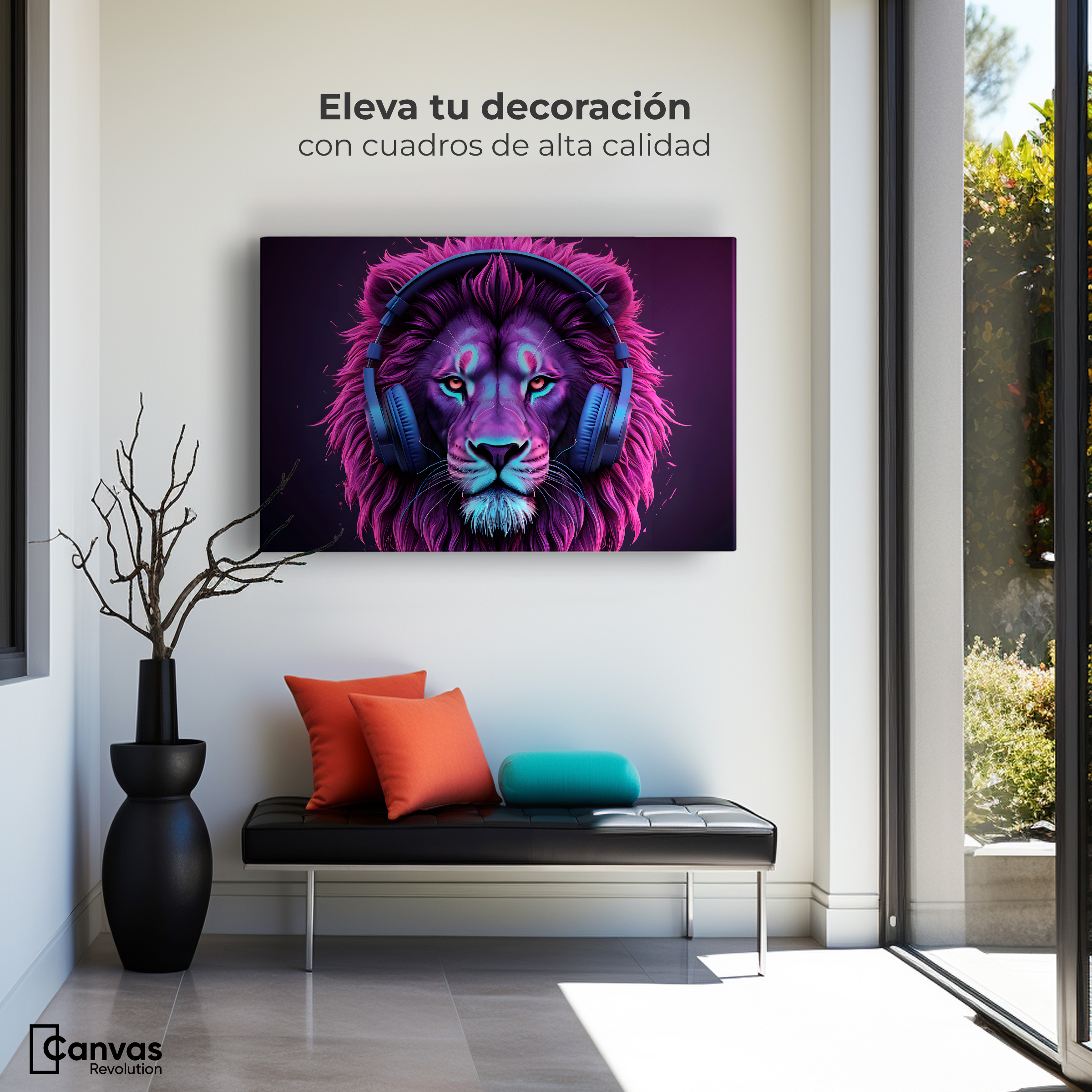 Foto 4 pulgar | Cuadro Decorativo Canvas León Electrónico 90x60