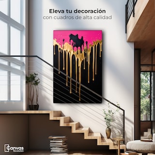 Foto 2 | Cuadro Decorativo Canvas Gota Dorada Fucsia 60x90