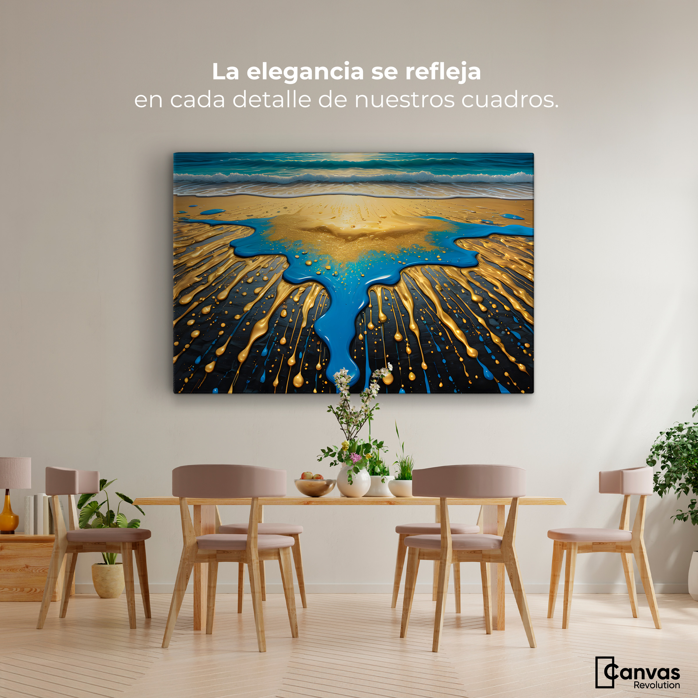 Foto 2 | Cuadro Decorativo Canvas Atardecer Dorado 90x60