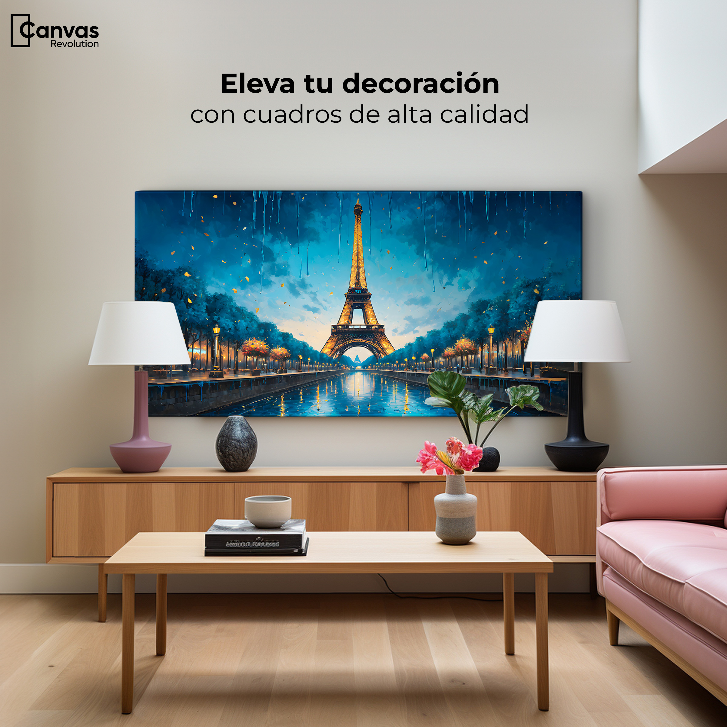 Foto 4 pulgar | Cuadro Decorativo Canvas Anochecer París 120x60