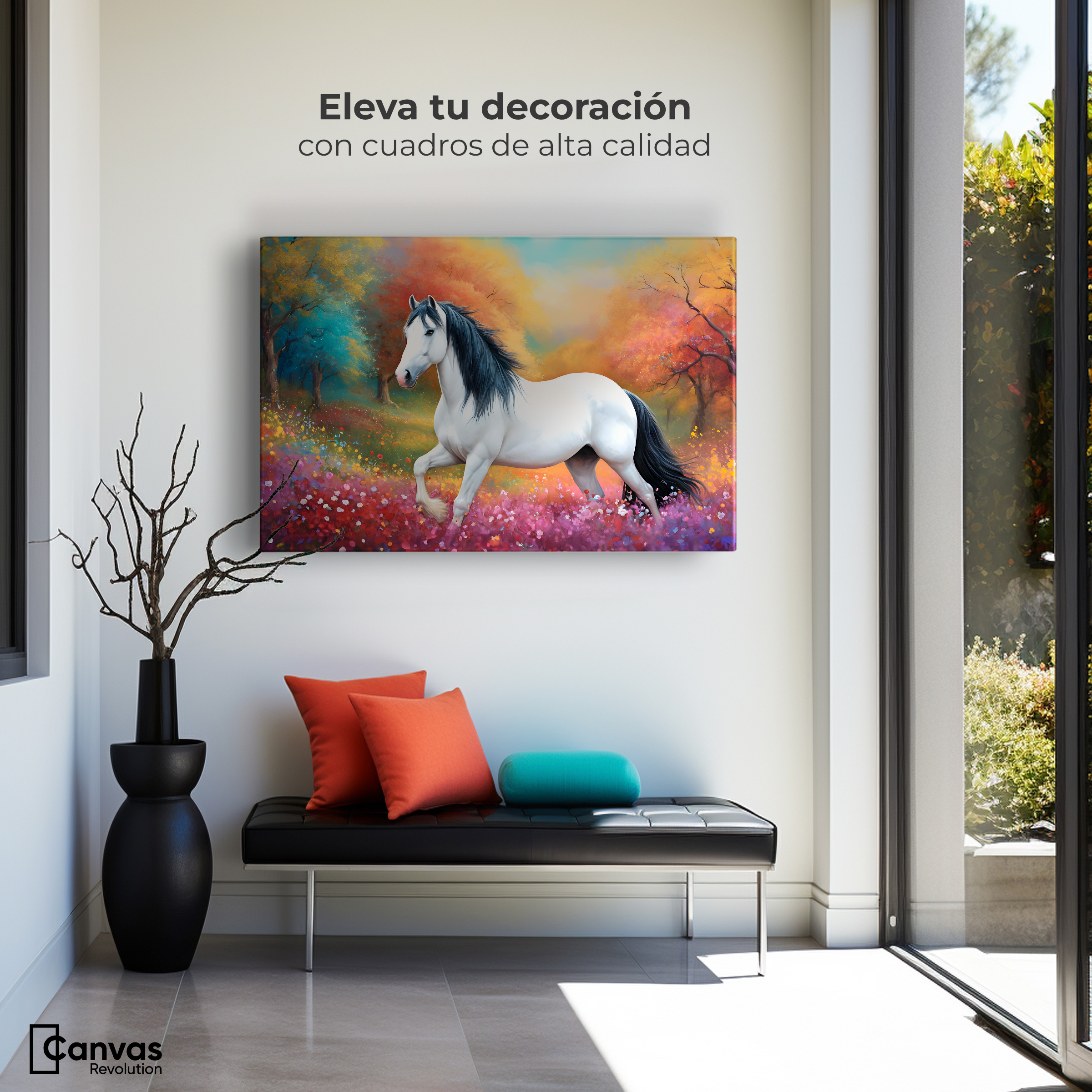 Foto 4 pulgar | Cuadro Decorativo Canvas Caballo Galopando 90x60