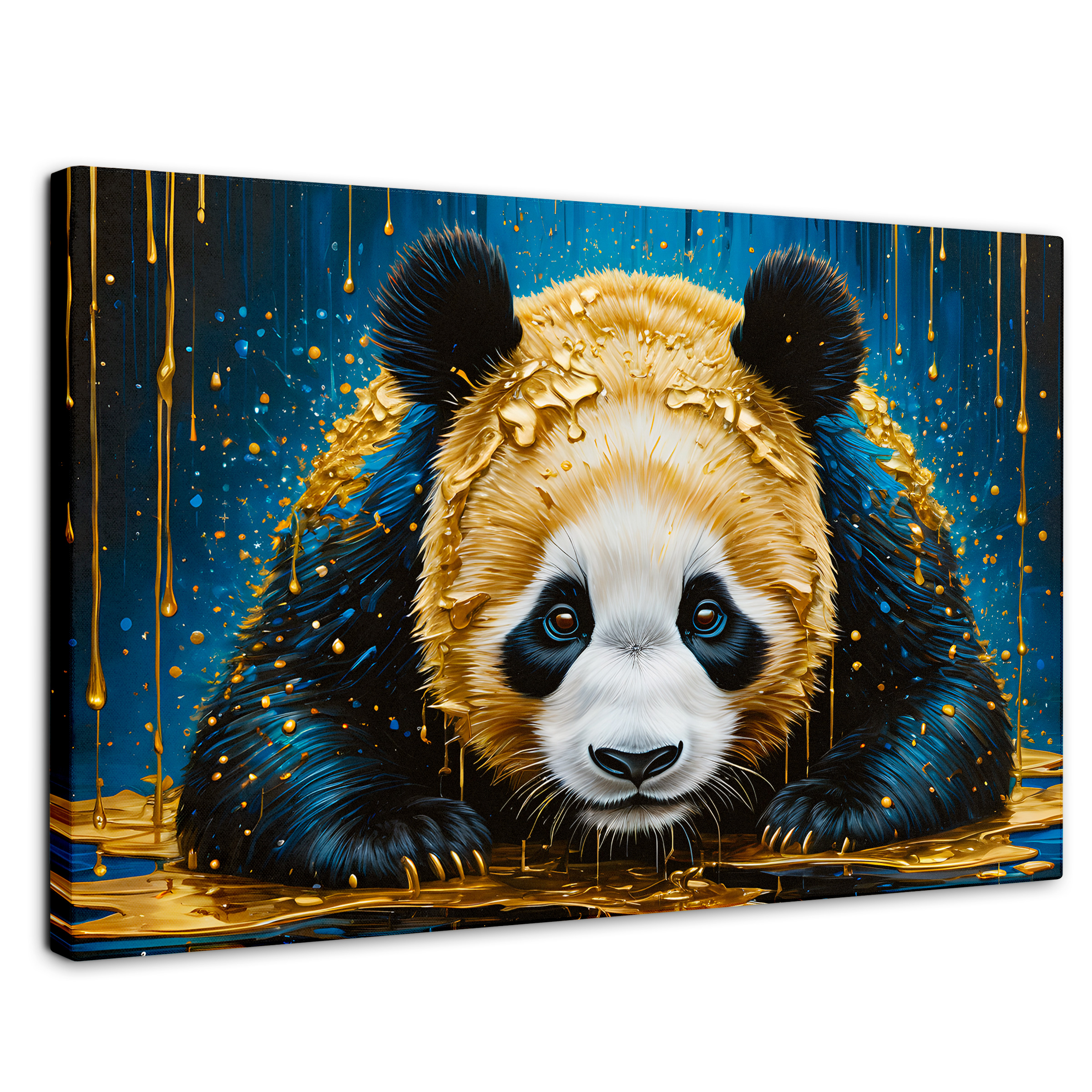 Foto 2 pulgar | Cuadro Decorativo Canvas Abrazo Panda Dorado 90x60