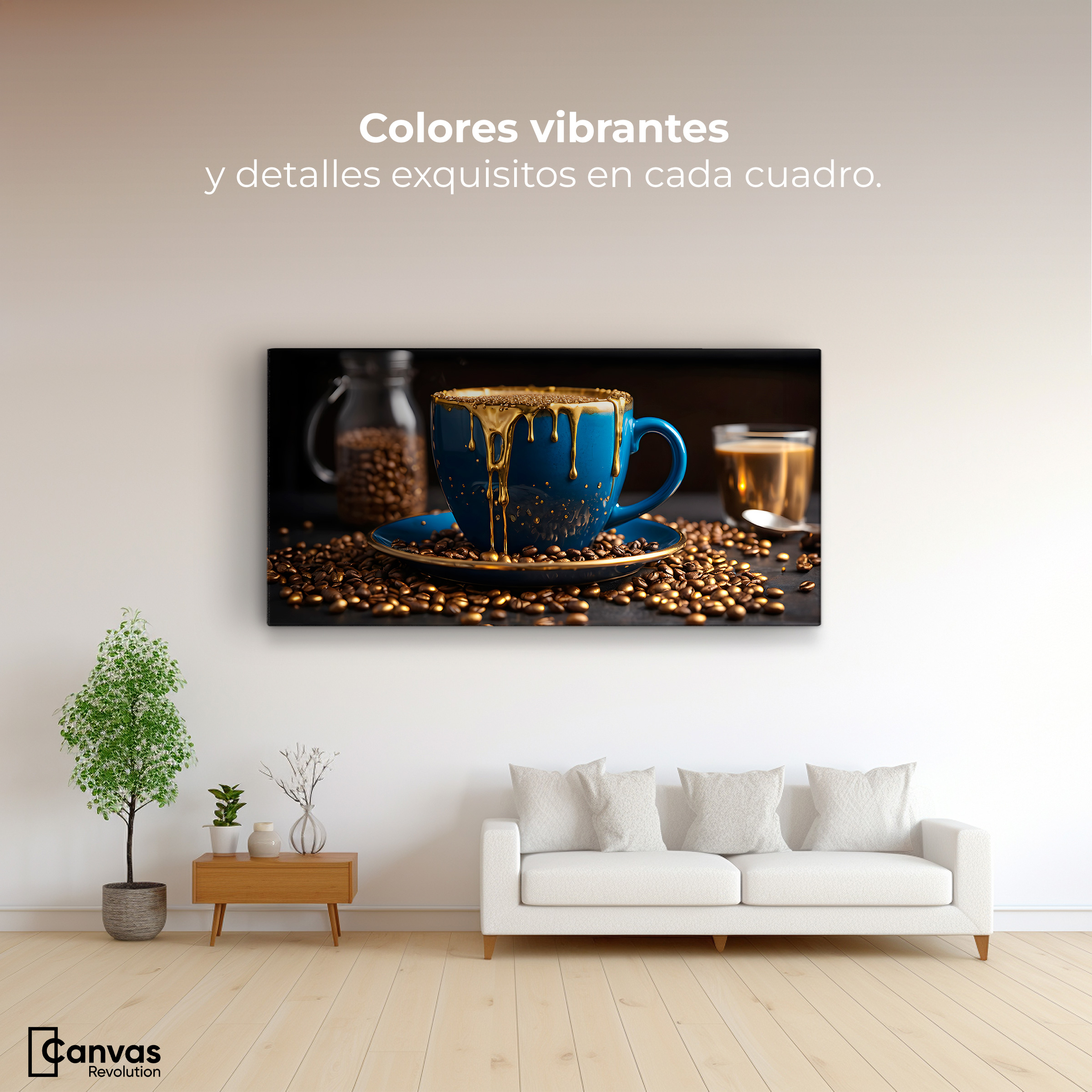 Foto 3 pulgar | Cuadro Decorativo Canvas Café Armonía Azul 120x60