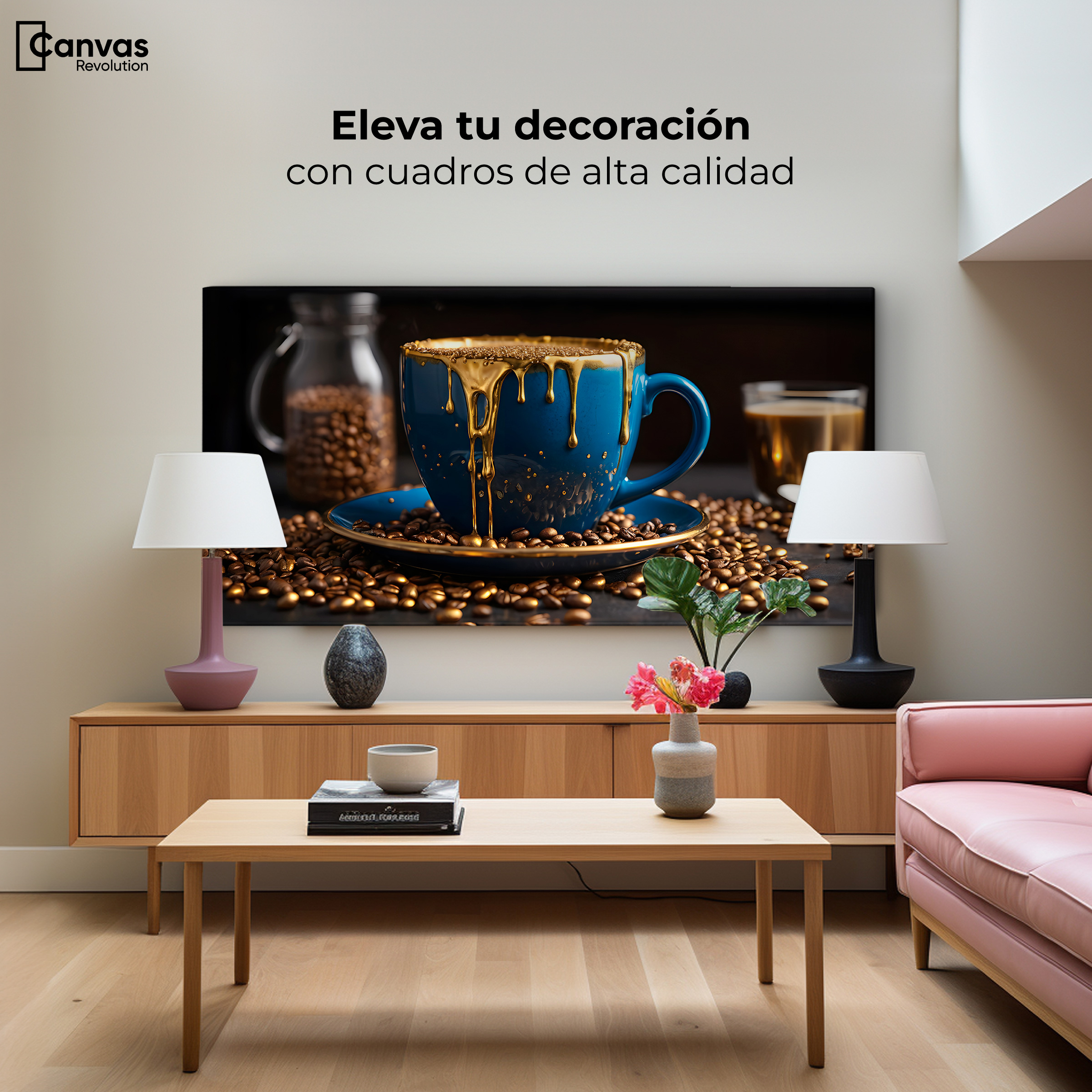 Foto 4 pulgar | Cuadro Decorativo Canvas Café Armonía Azul 120x60