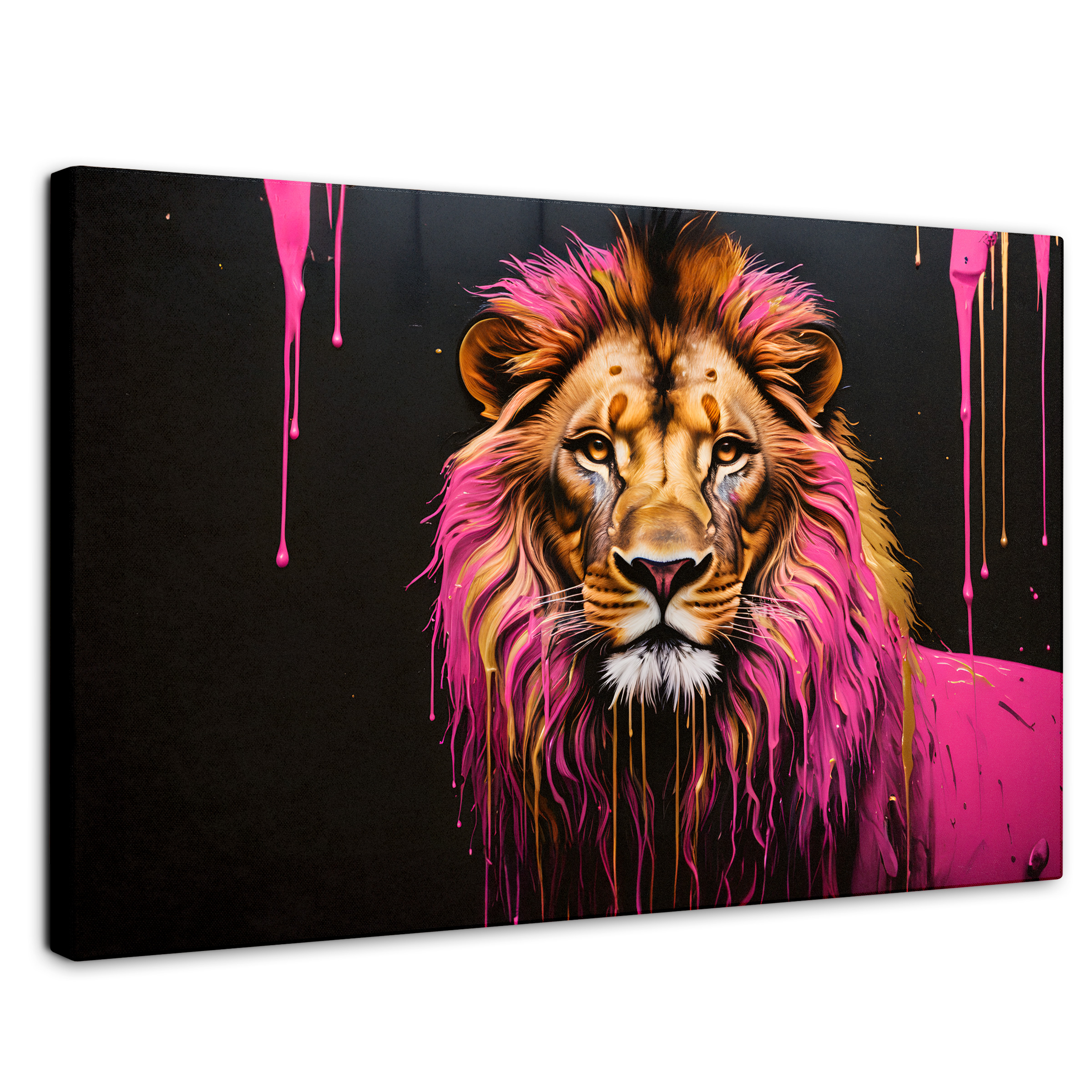 Cuadro Decorativo Canvas León Rosa Vibrante 90x60