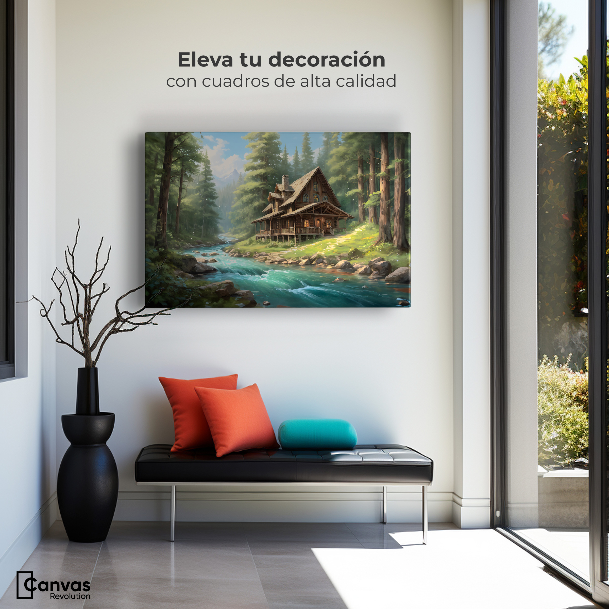 Foto 4 pulgar | Cuadro Decorativo Canvas Cabaña Silvestre 90x60